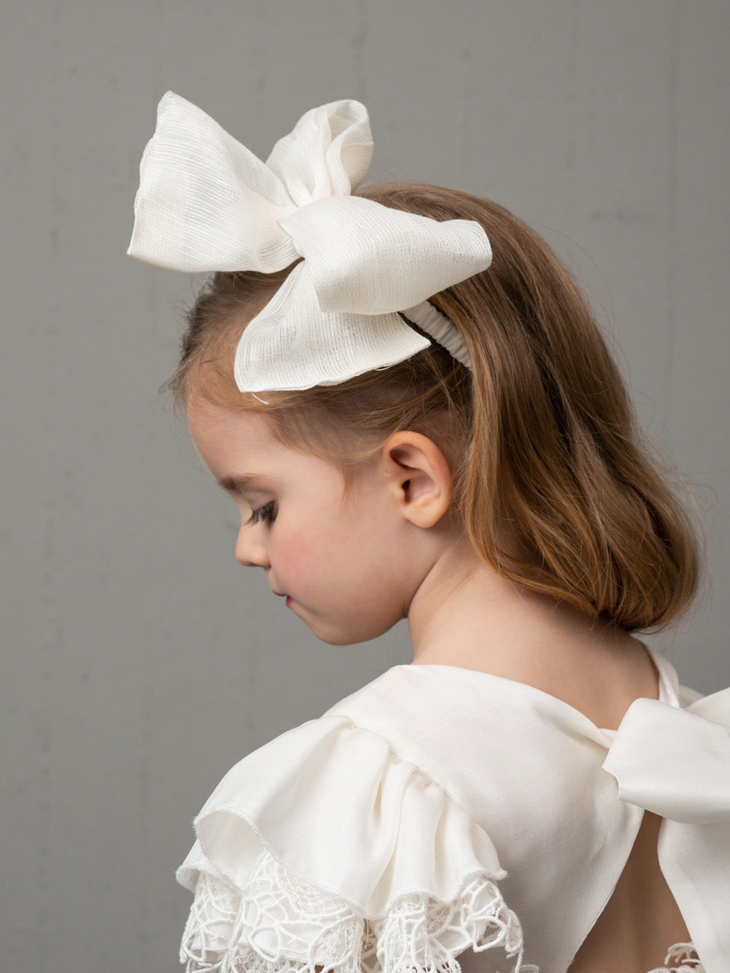Girl's Hair ribbon with silk bow - KORALIA