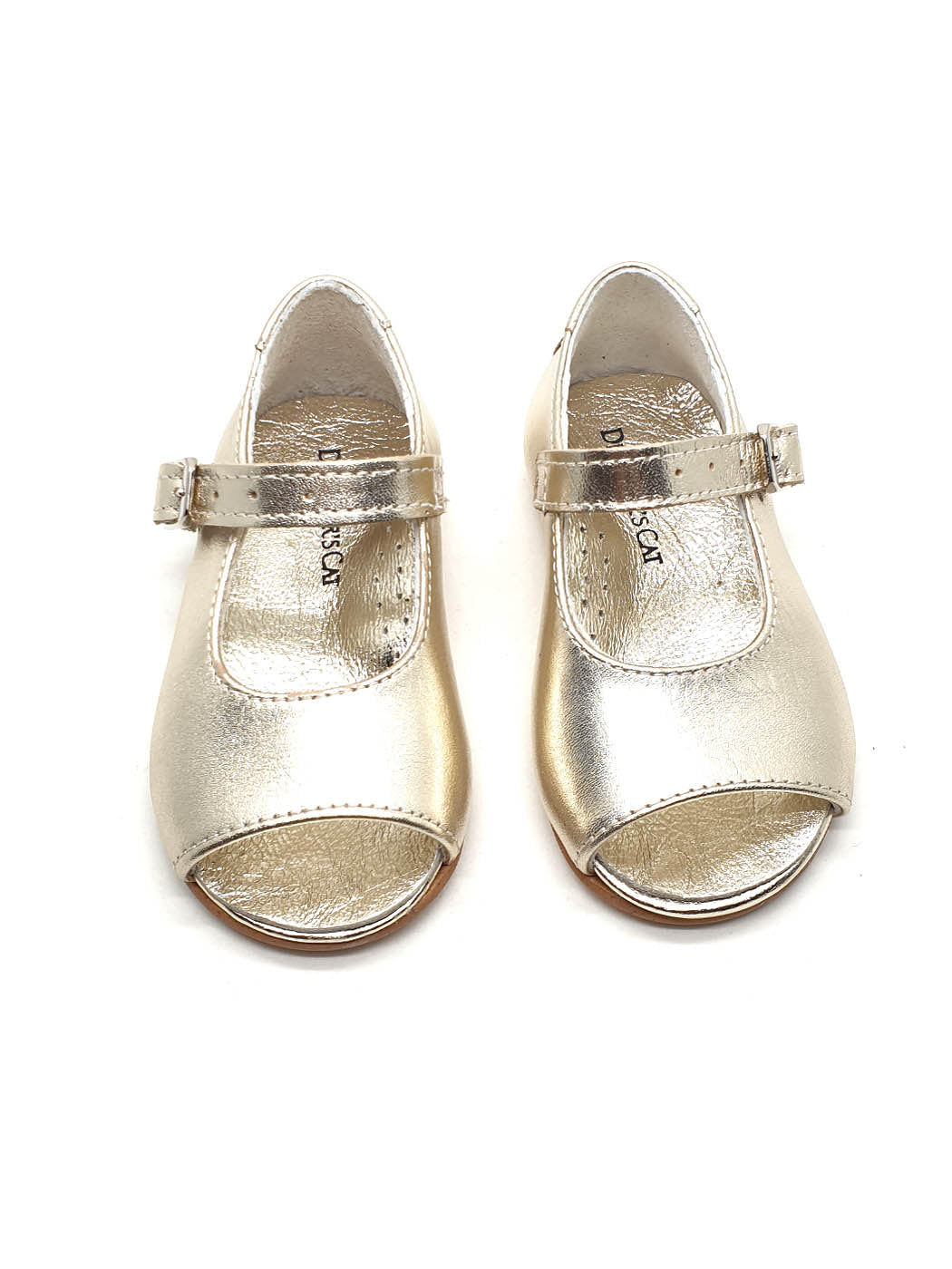 Baptismal baby Girl's shoe - PEEP TOE Gold