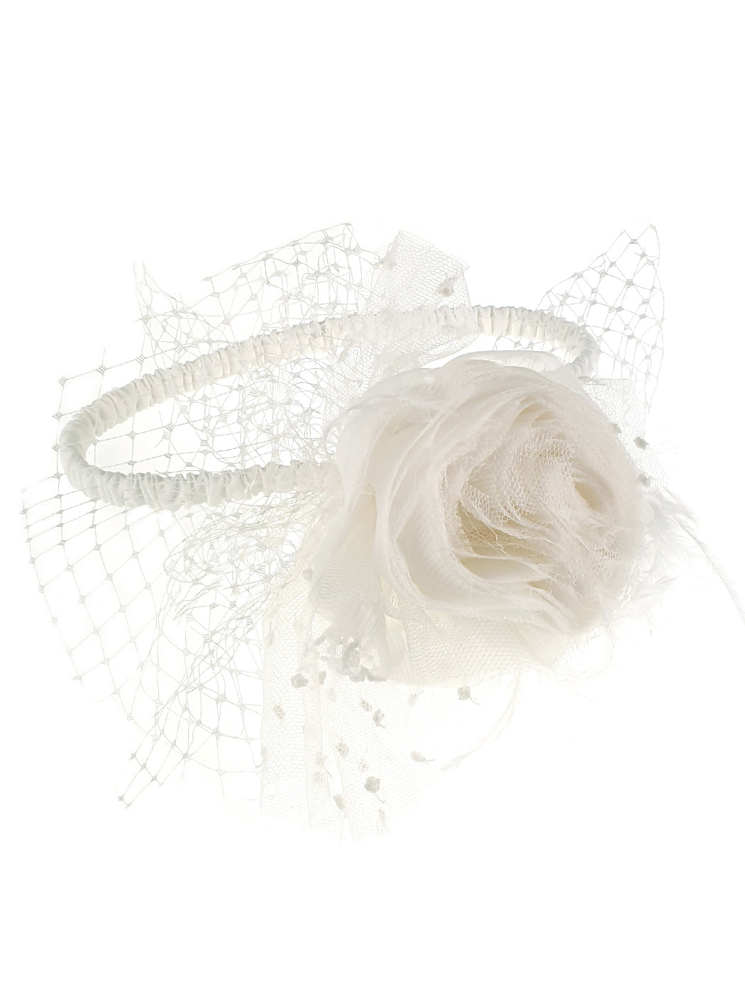 Hair ribbon with flower and veil - ANGIE