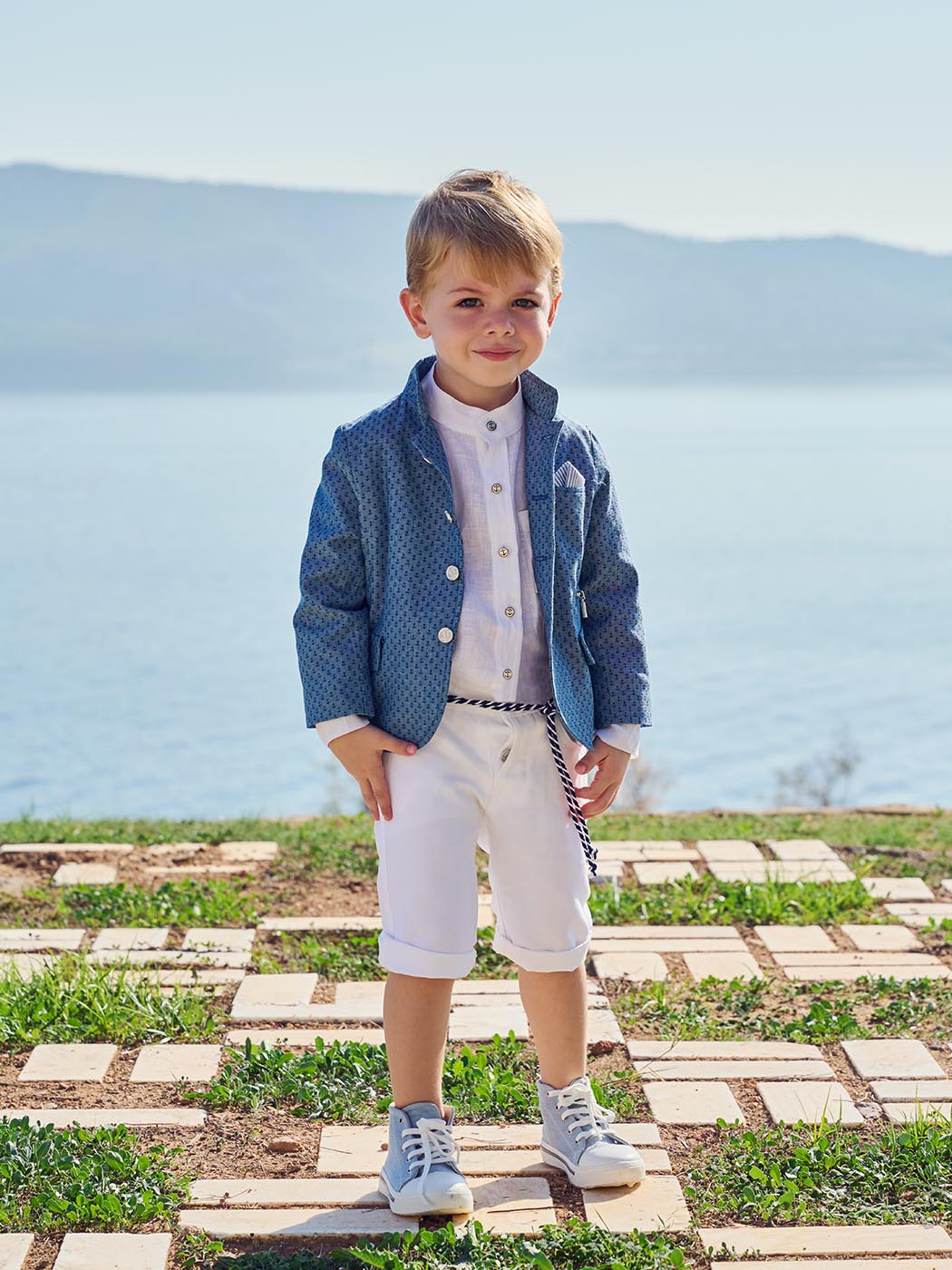 Baptism outfit 6pcs for boy blue-SAMUEL