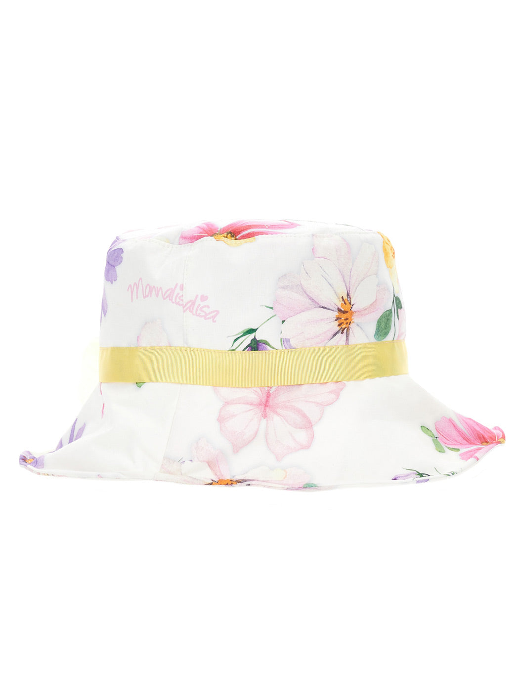 MONNALISA Floral print hat with grosgrain ribbon