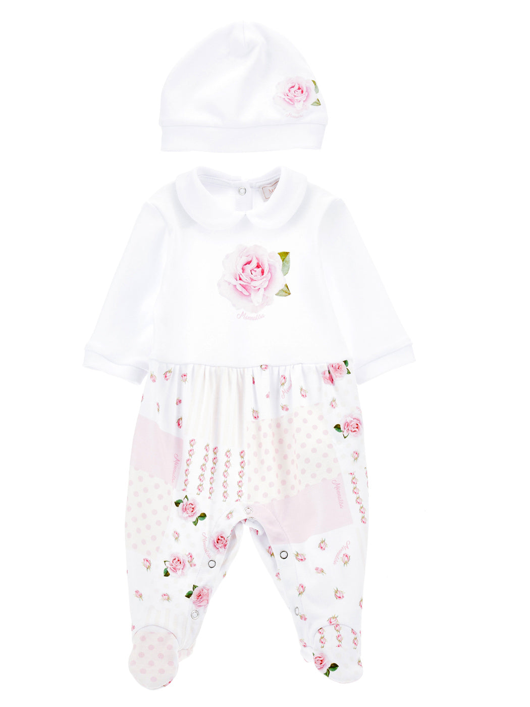 MONNALISA Cotton outfit with floral print for baby