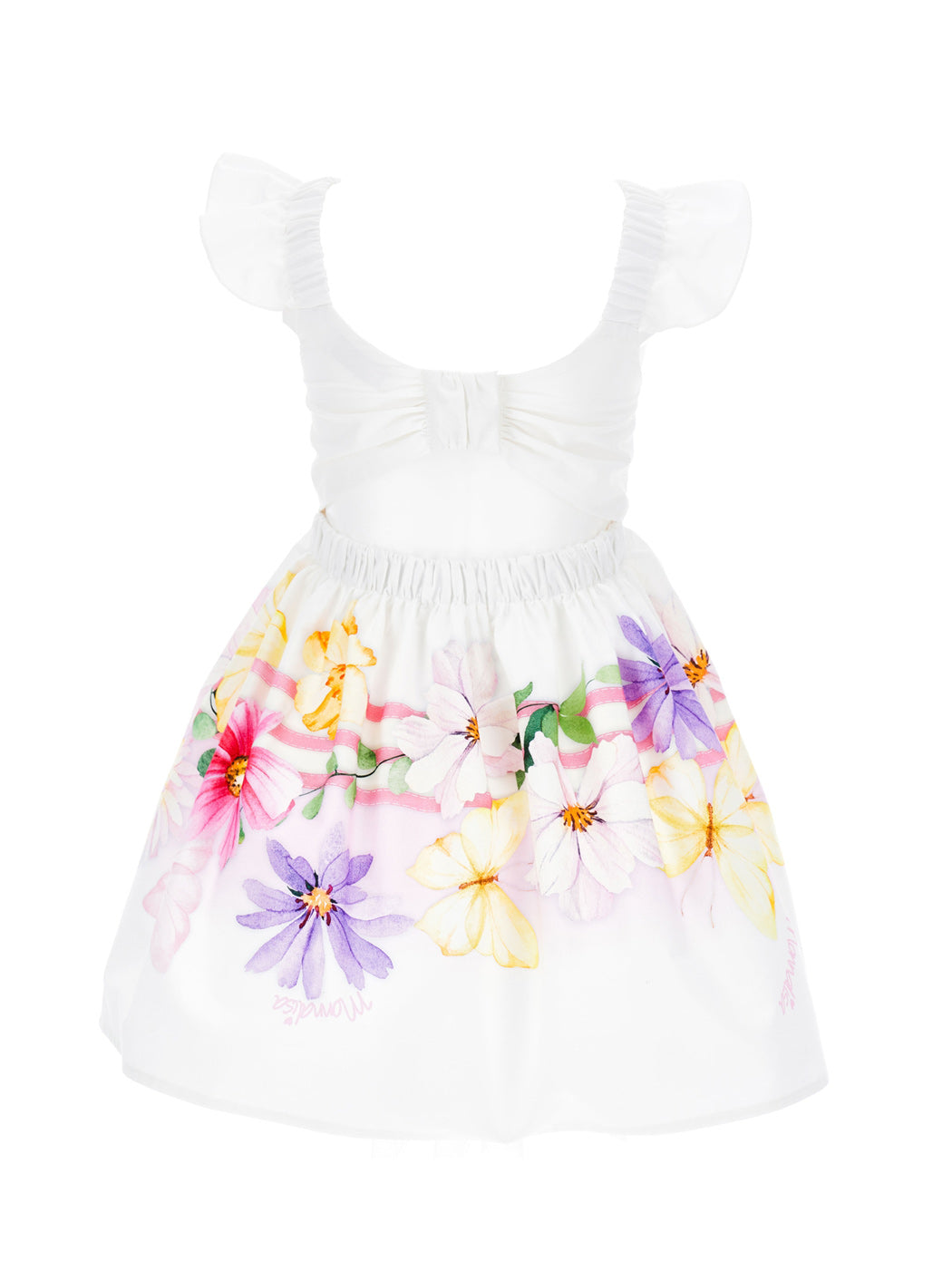 MONNALISA backless floral dress with butterfly