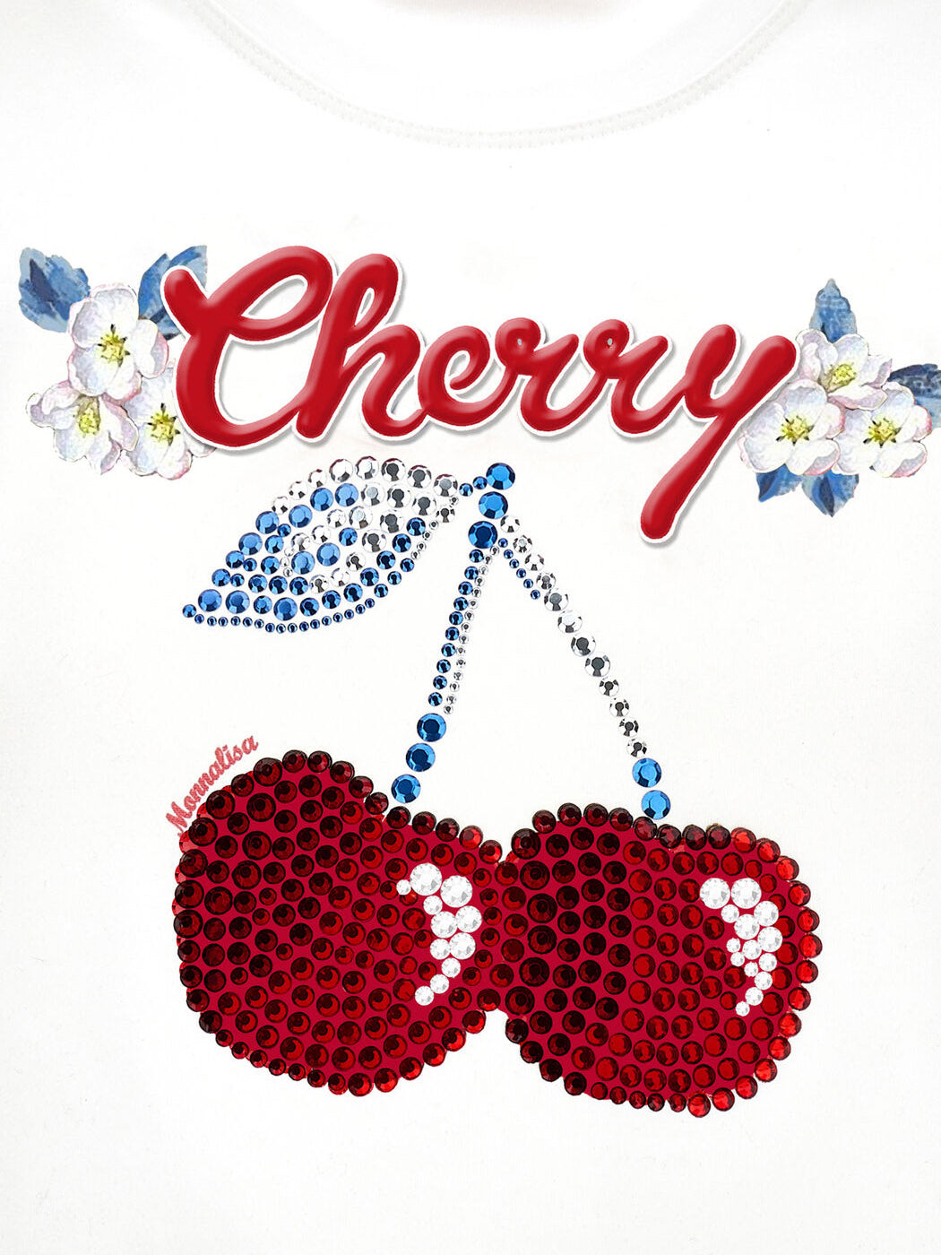 MONNALISA Cherry embroidery cotton T-shirt-19A6011012