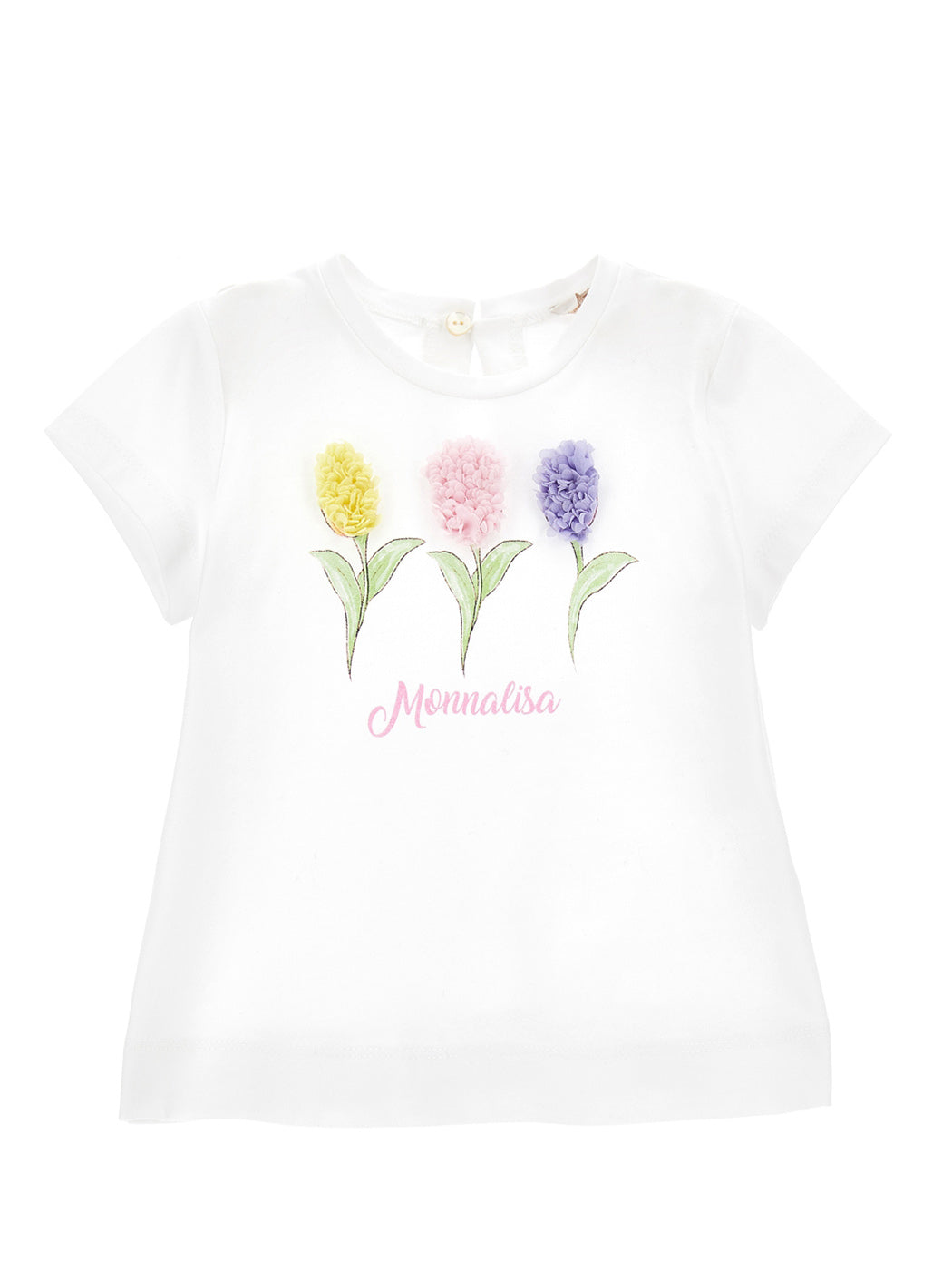 MONNALISA Cotton T-shirt with tulip print in tulle-39A602