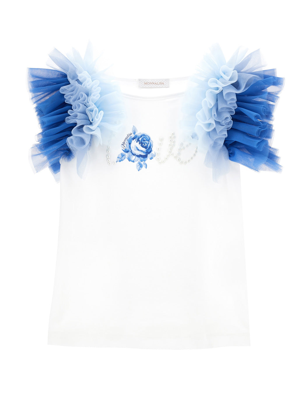 MONNALISA Jersey T-shirt with gathered tulle wing