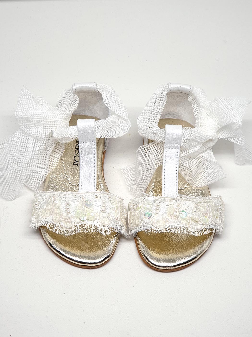 Baptismal Baby sandal for girl-CREAM FRESH white