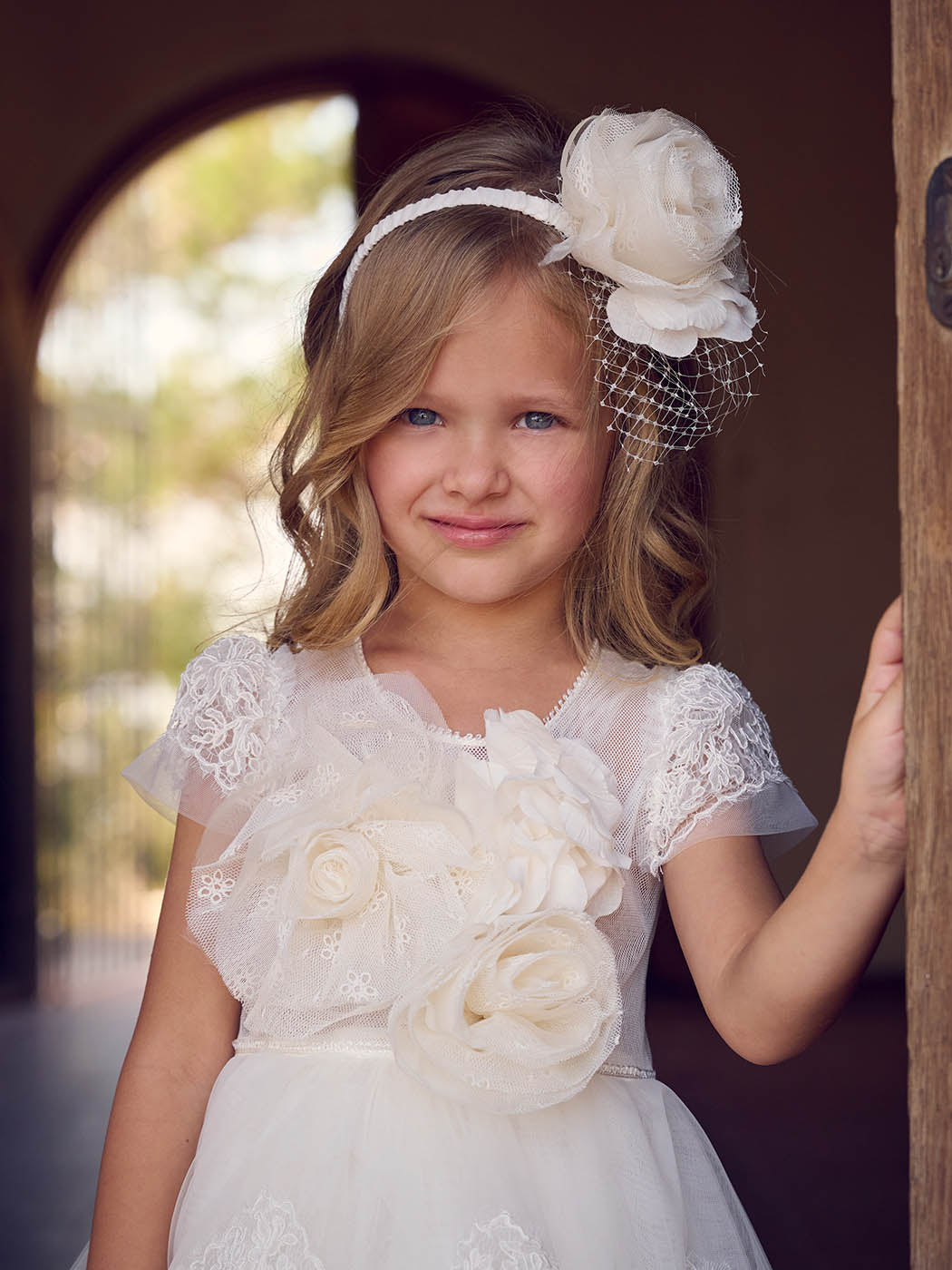 Baptism dress with French cord lace-CREAM FRESH