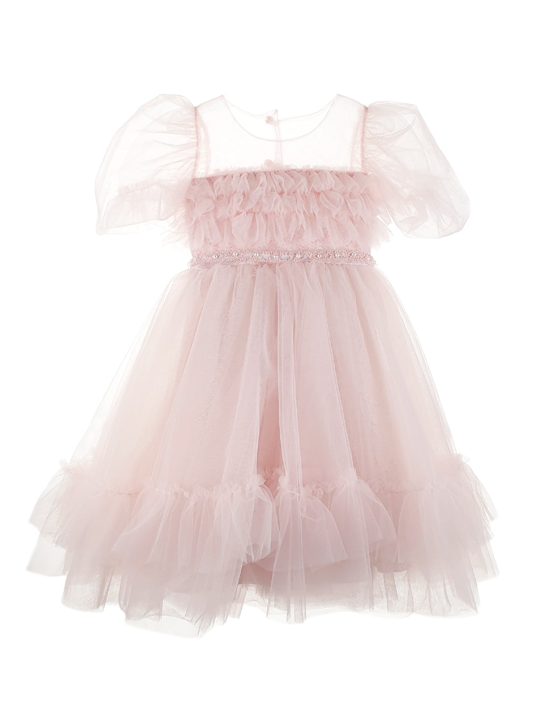 Girl's tulle Dress with ruffles - ELSIE Pink