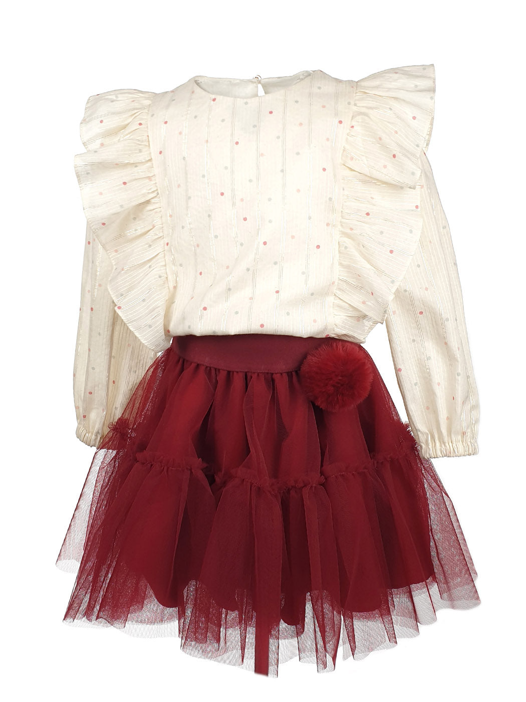 BROOKE Burgundy Tutu tulle skirt with ruffles