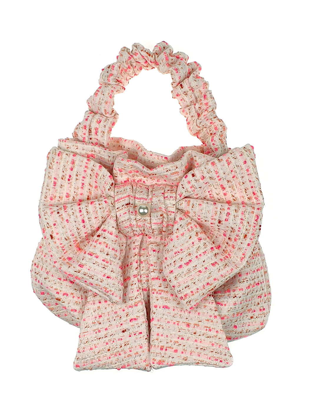 Girl's Pearl-embellished tweed mini bag-AUBREE Fuchsia