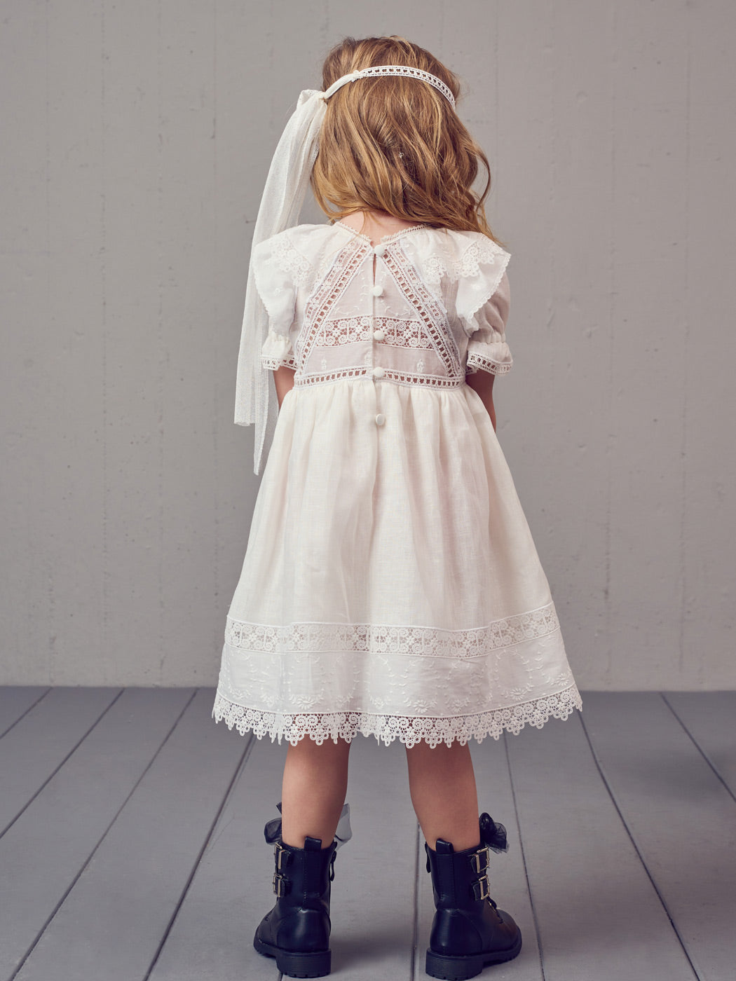 IRO-Βαπτιστικό λινό φόρεμα με δαντέλα