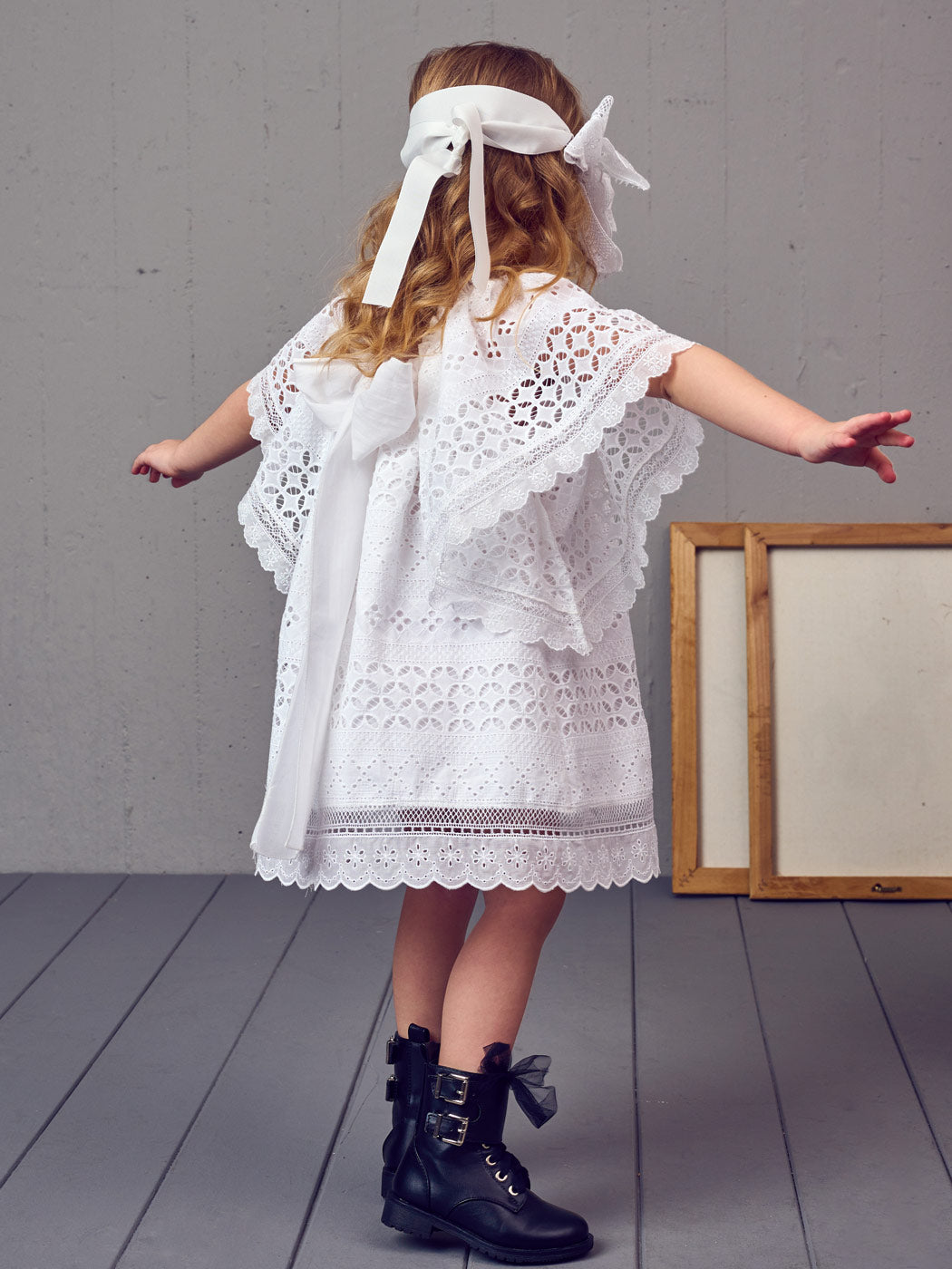 Boho dress with wide-sleeve lace - KALEZIA