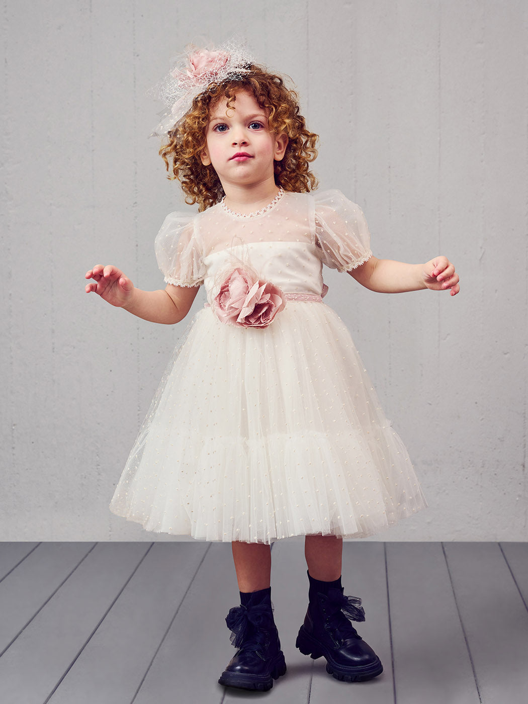 KATIE-Βαπτιστικό φόρεμα με τούλι πουα
