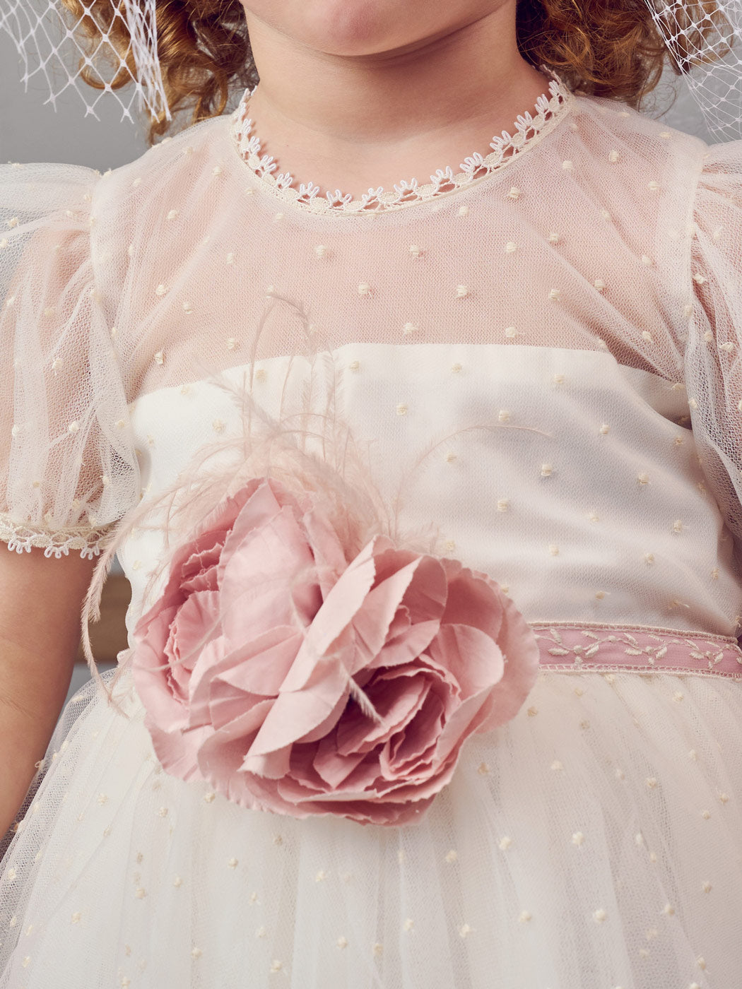 KATIE-Βαπτιστικό φόρεμα με τούλι πουα