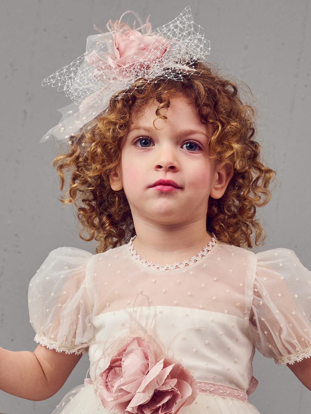 Baptism Tulle dress with inflatable sleeves - KATIE