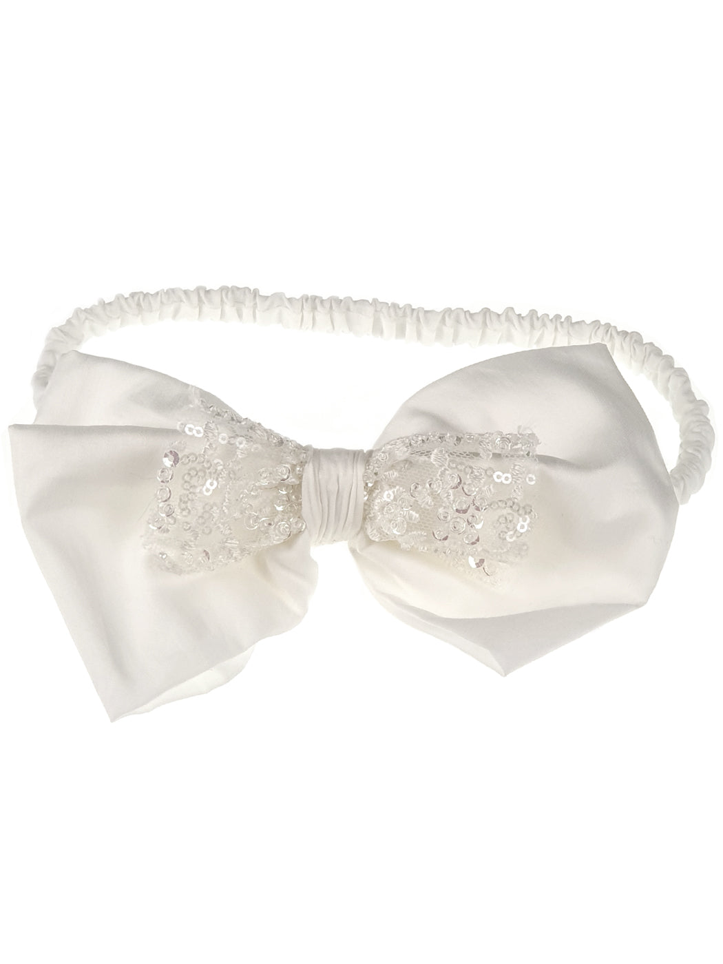 Girl's Headband bow with lace and sequins  - MARIPOZA