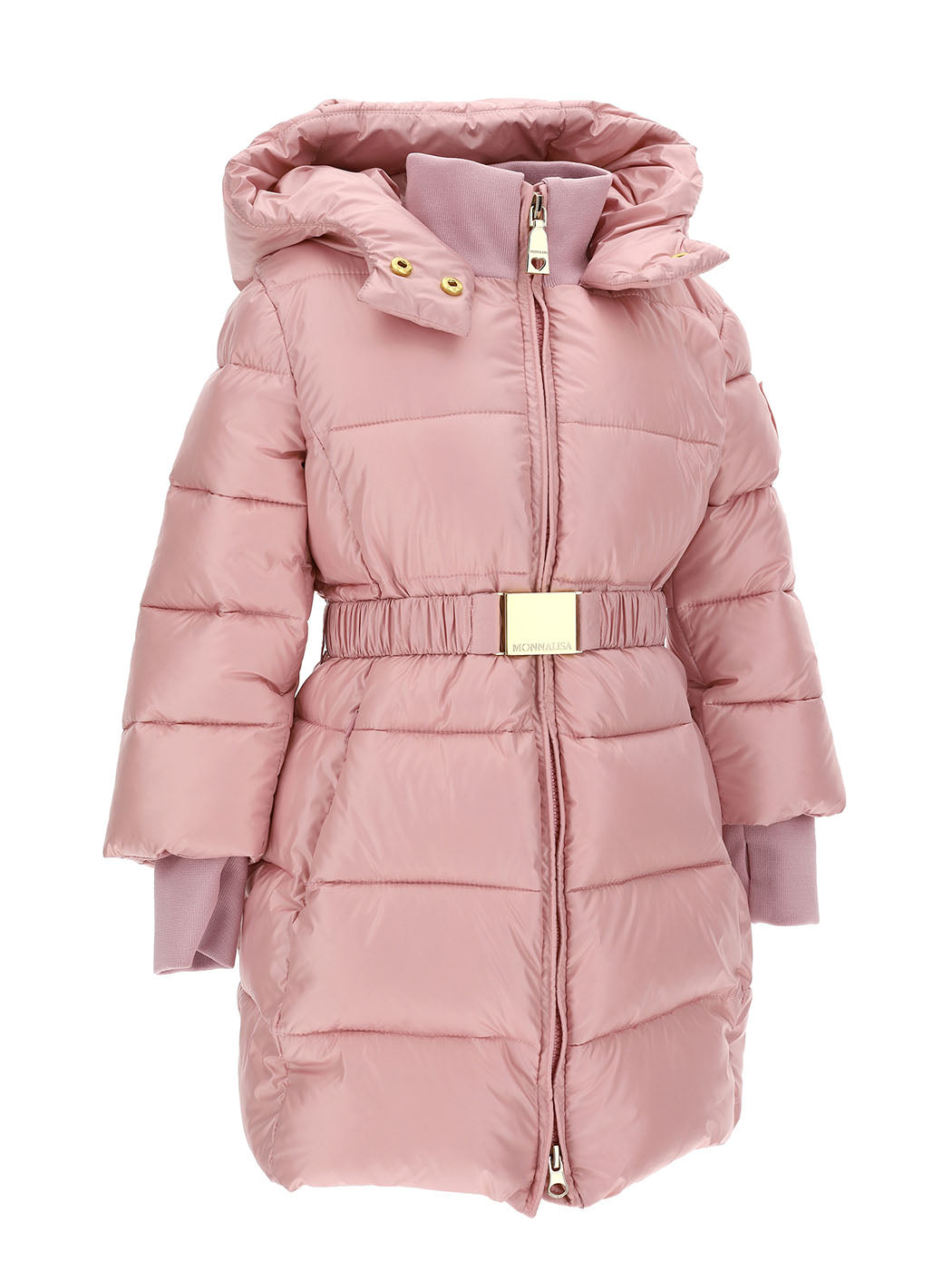 MONNALISA Technical down pink jacket with bow