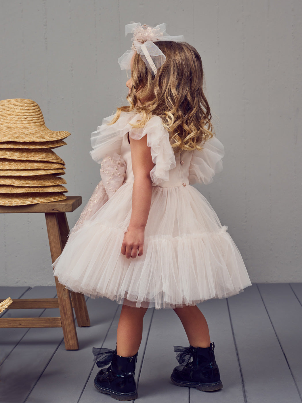 Baptism Romantic dress with tulle and lace - STACY