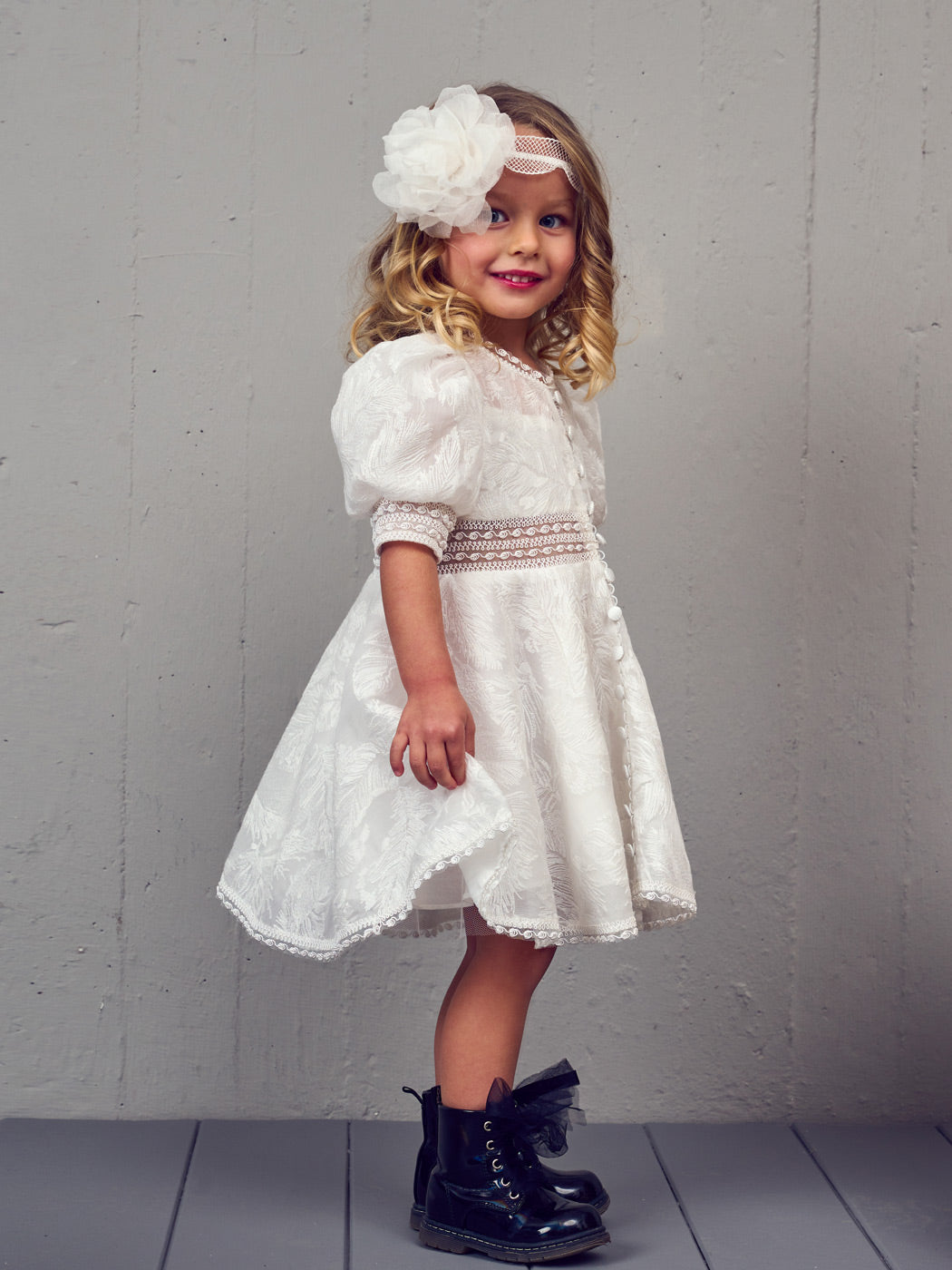 Baptism silk dress with embroidery - STELLA QUEEN
