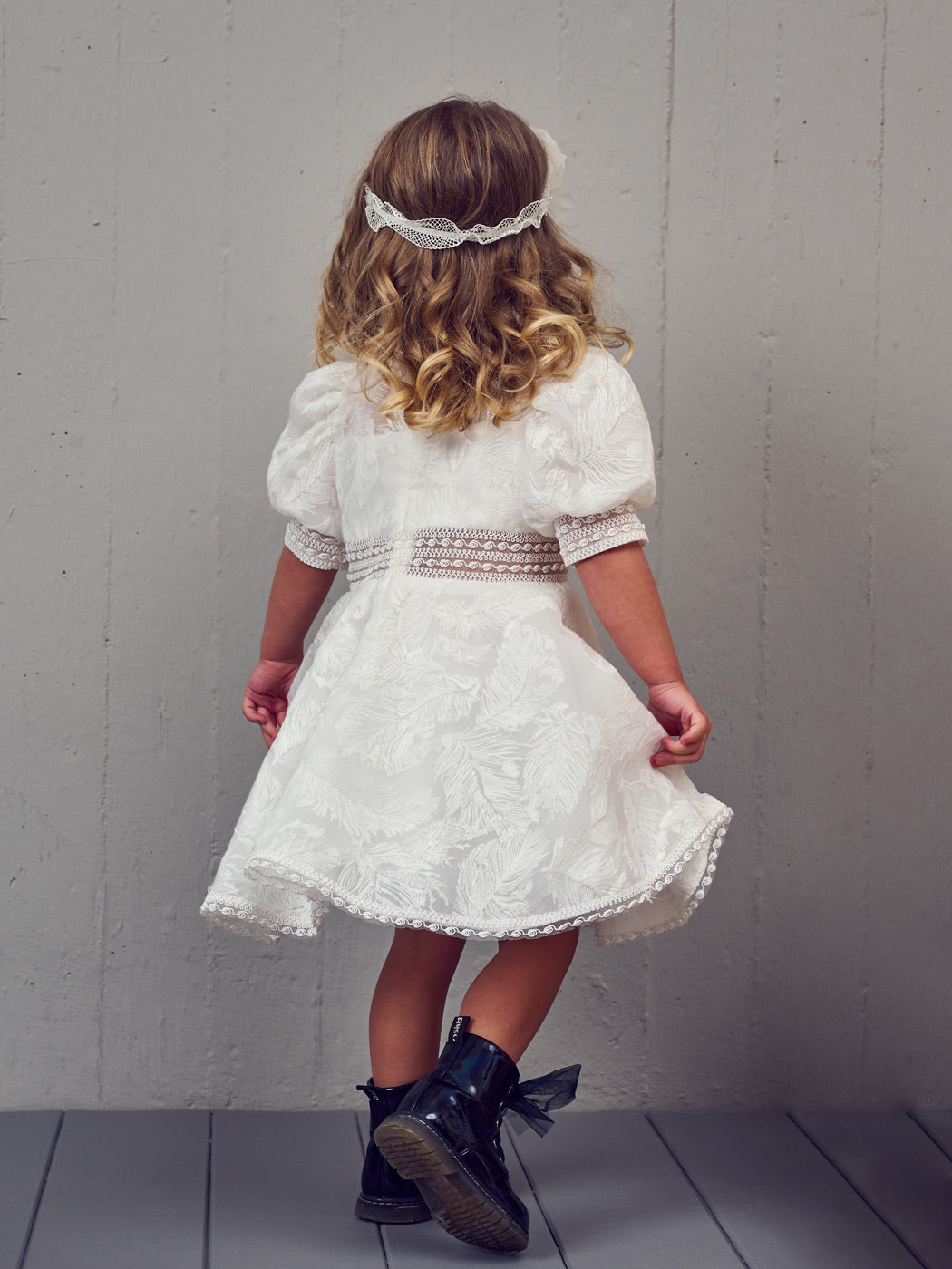 Baptism silk dress with embroidery - STELLA QUEEN