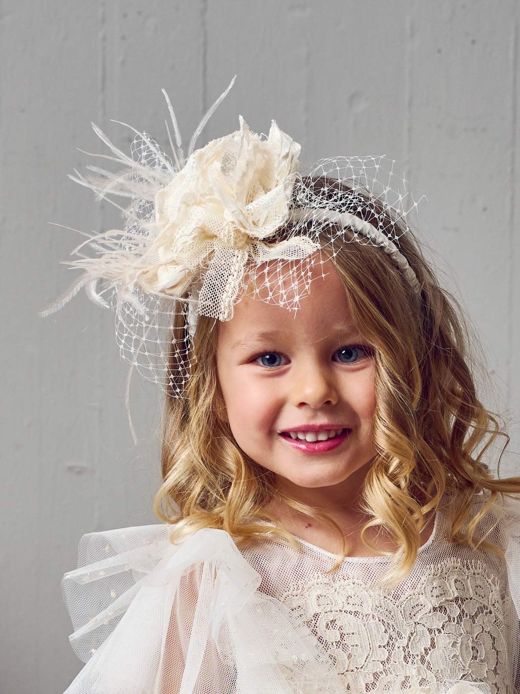 Girl's Headband with lace and tulle - THETIS
