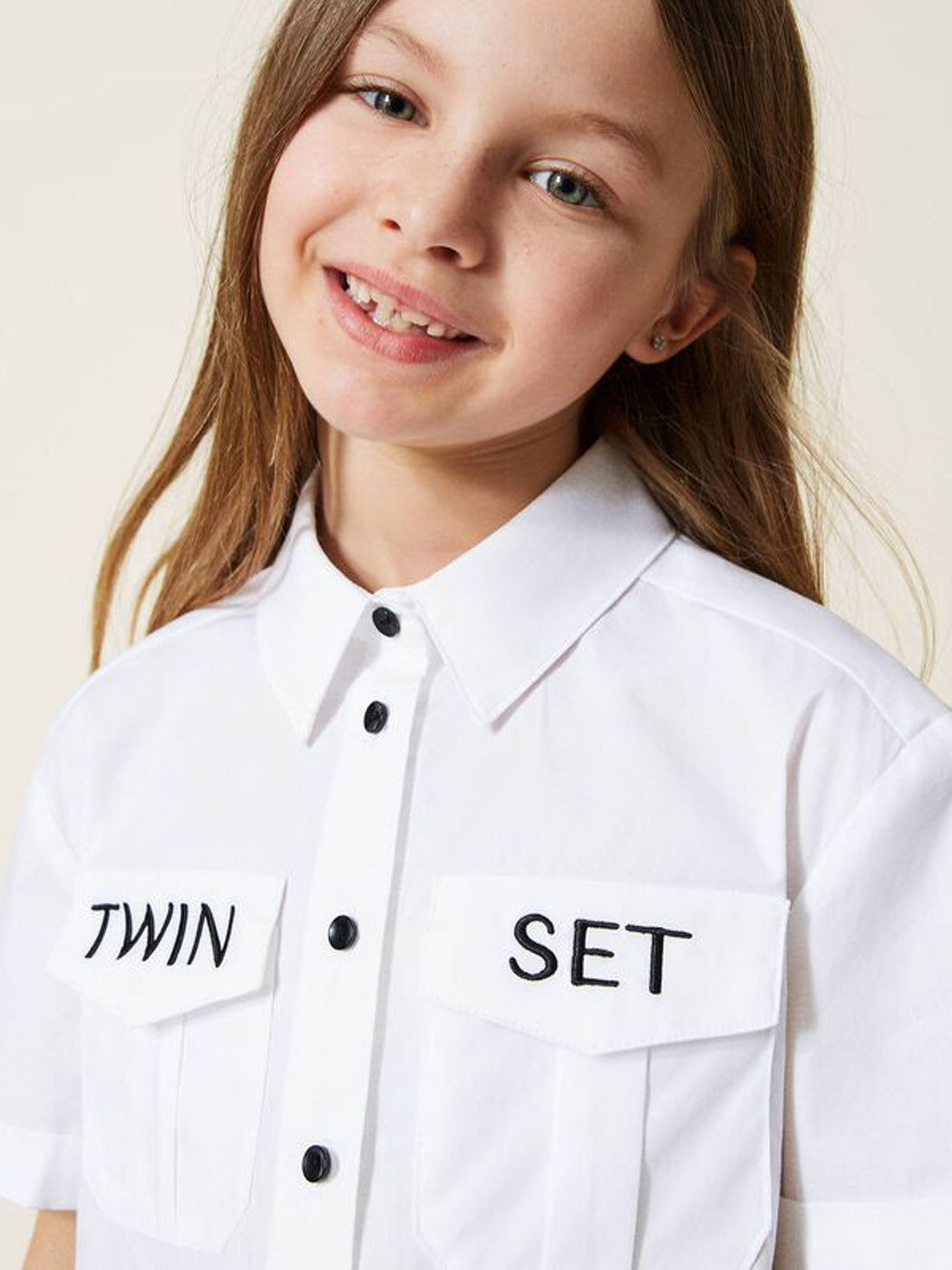 TWINSET Girl's Shirt with embroidered logo - 221GJ2021 white