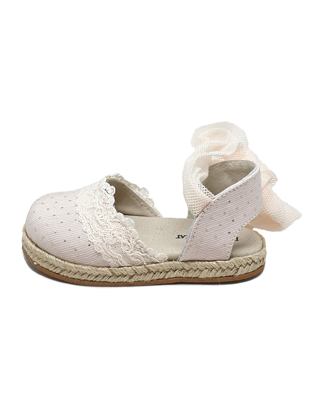 Baptismal Baby shoe Espadrille for girl - WHITE ROSE