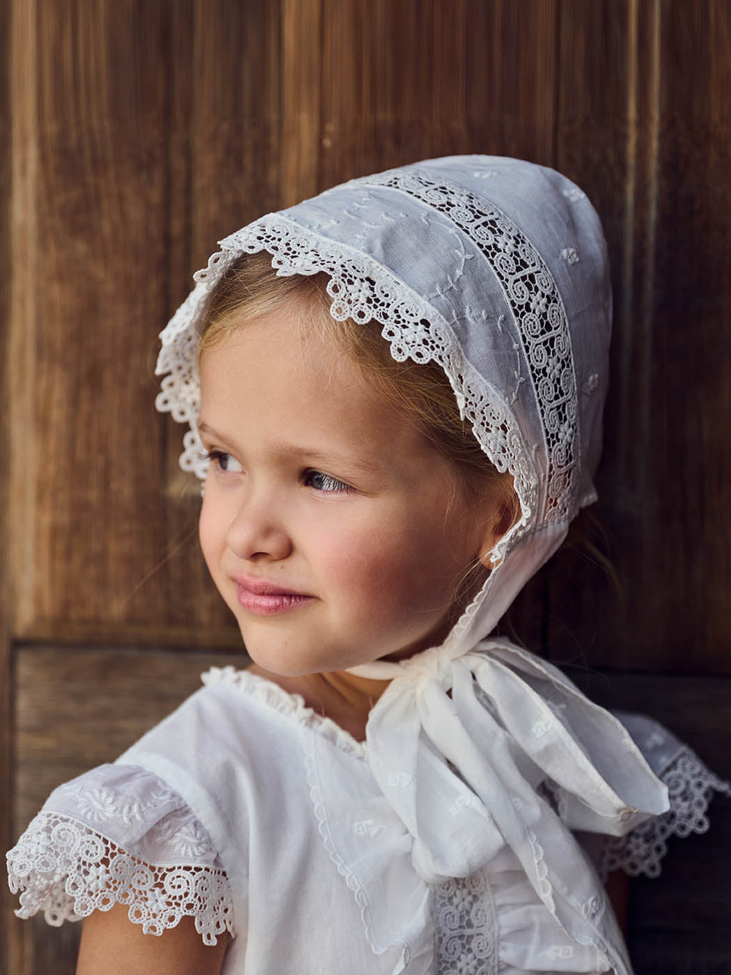 Baptism Long lace dress with sleeves-ZABEL White