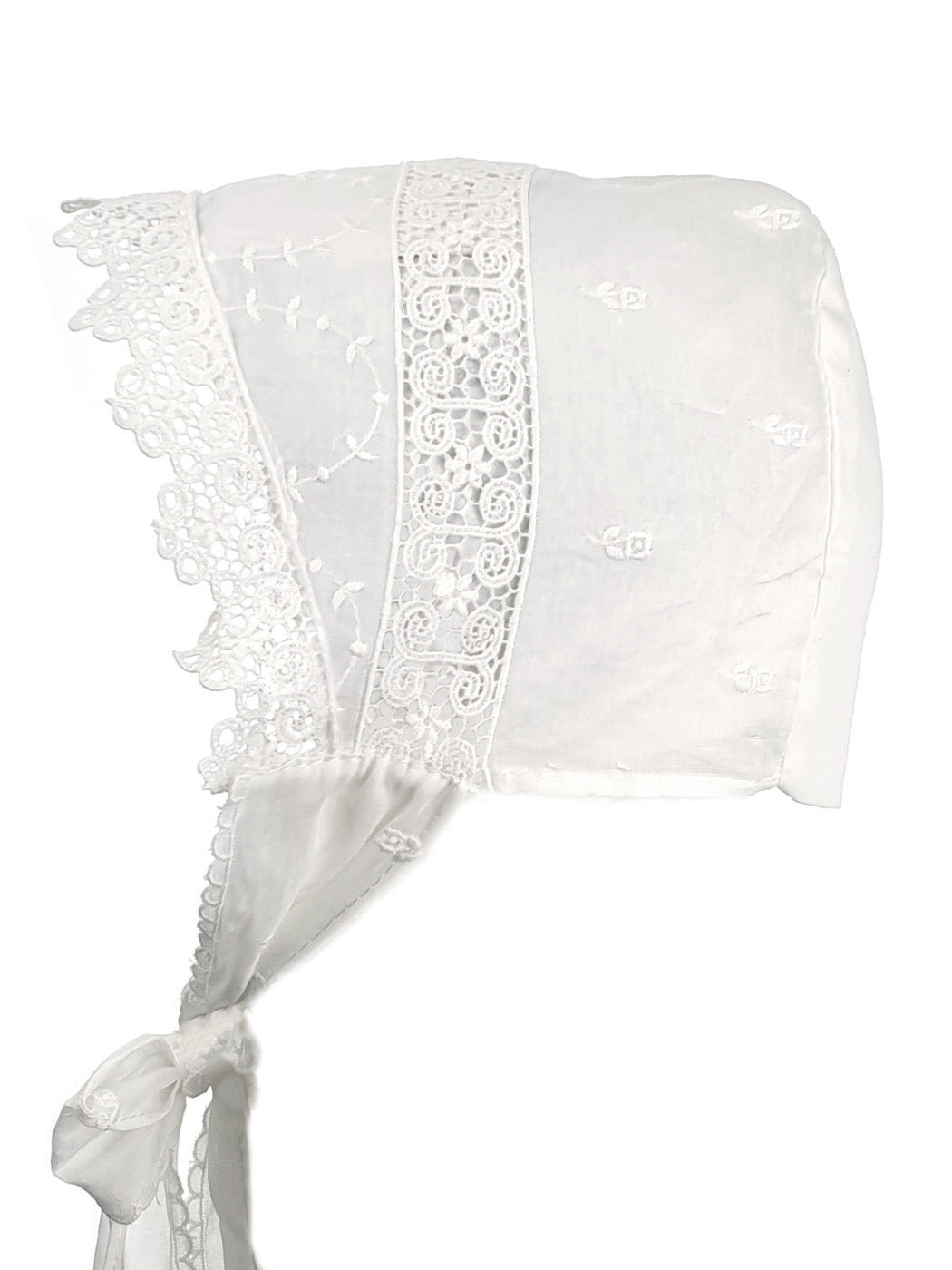 Baptism Hat-bonnet with lace - ZABEL white