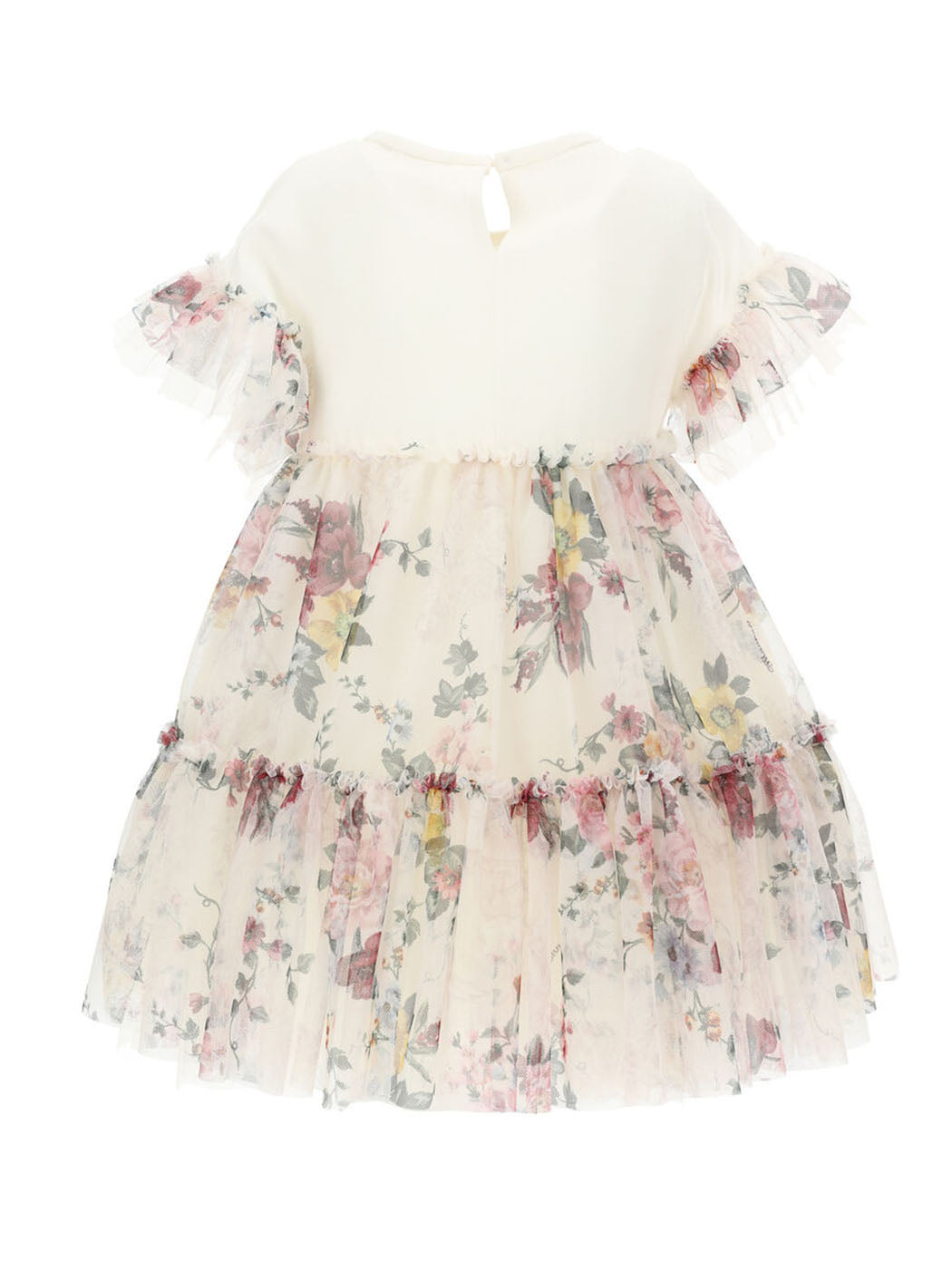 MONNALISA Floral tulle dress with bouquet