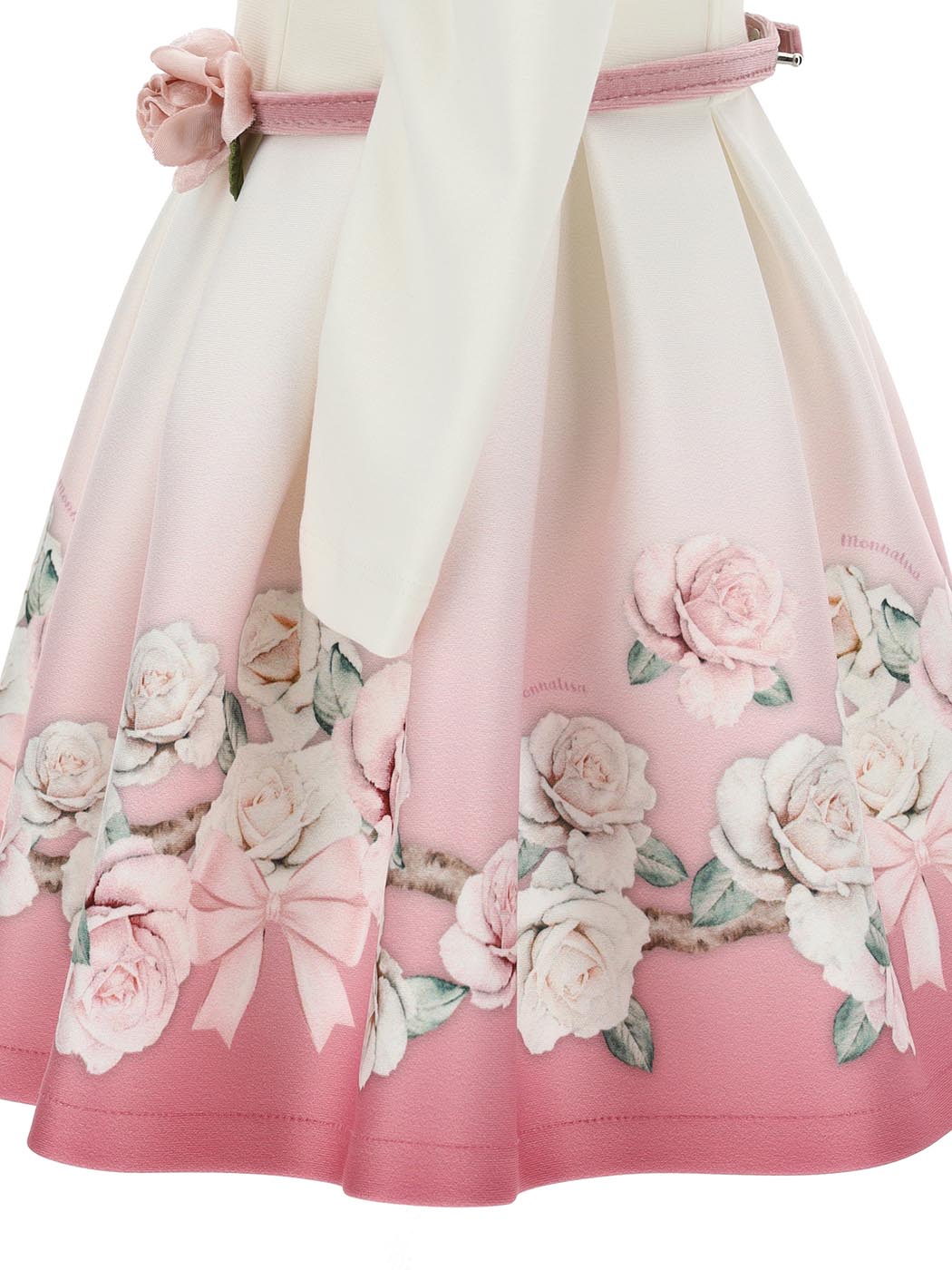MONNALISA Rose print neoprene dress and beld