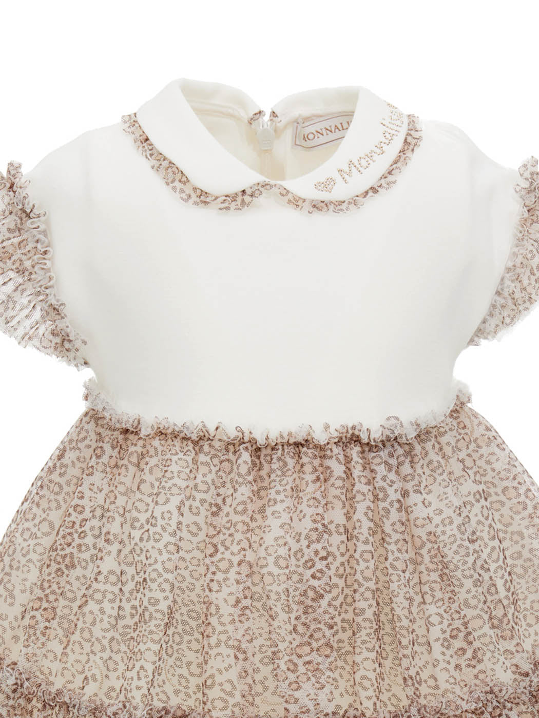 Baby Collared Jersey Dress in White - Monnalisa