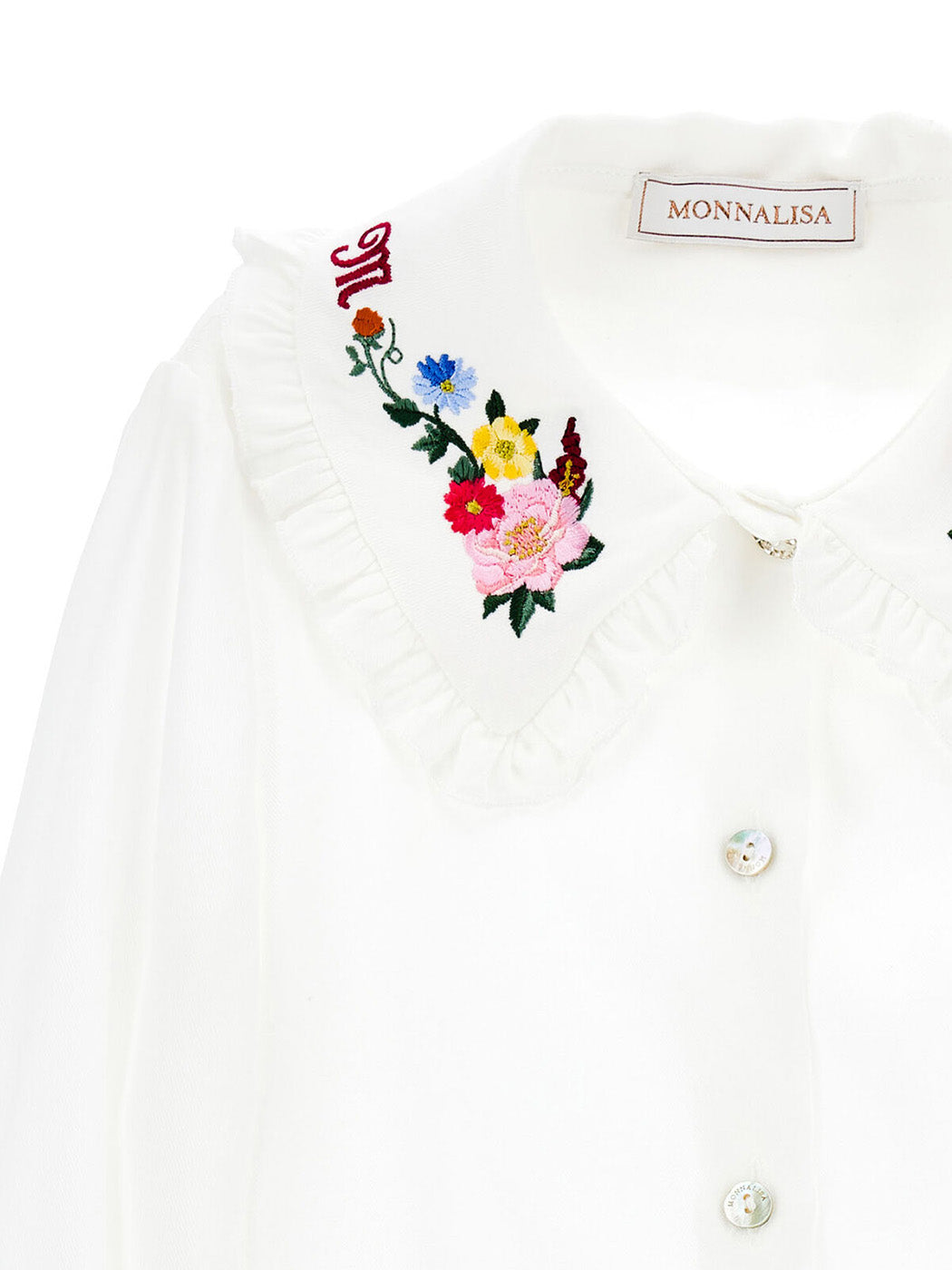 MONNALISA Embroidered twill shirt