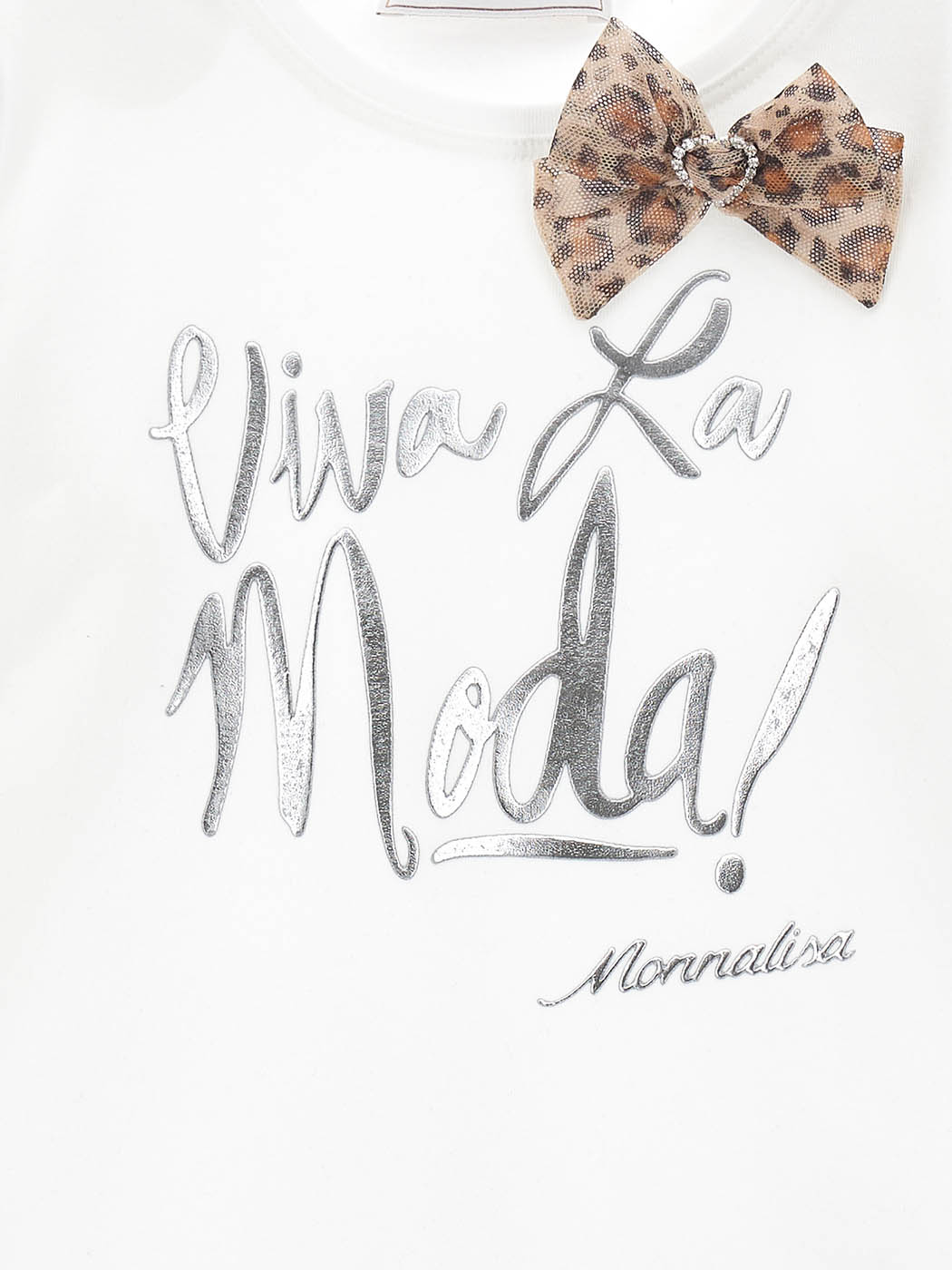 MONNALISA Ζέρσεϊ μπλουζάκι με φιόγκο