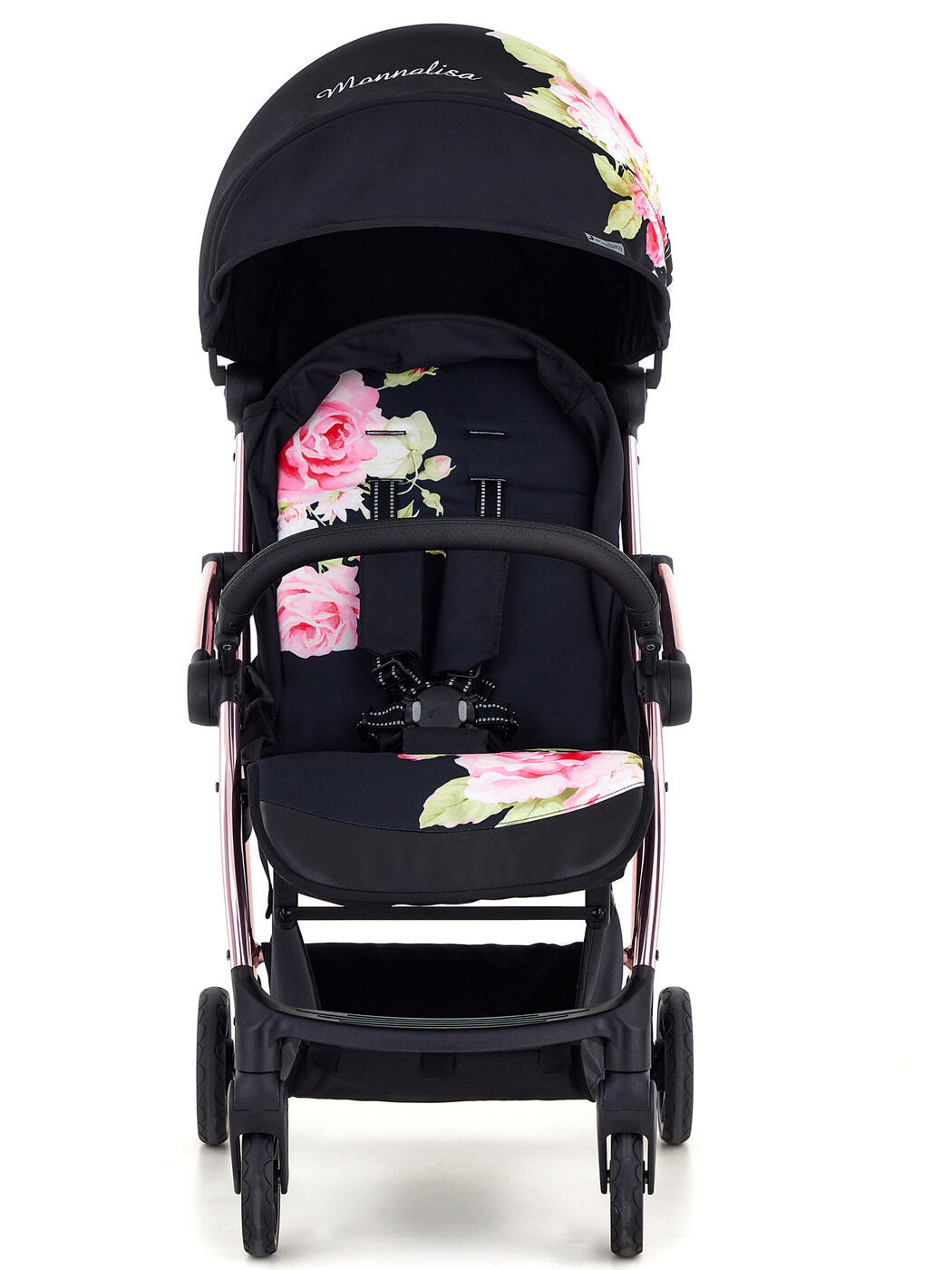 MONNALISA Stroller black with rose print