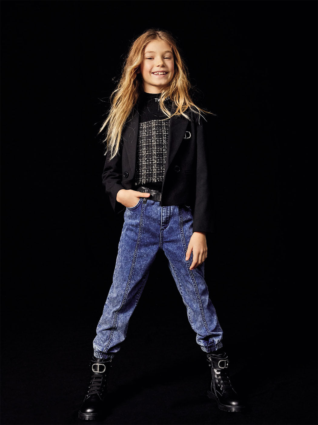 TWINSET Girl's Jeans with leather-like finishes-221GJ2423