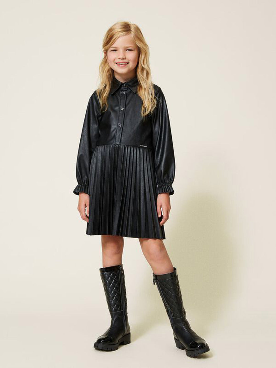 TWINSET Girl's Leather-like dress with pleats-222GJ2031