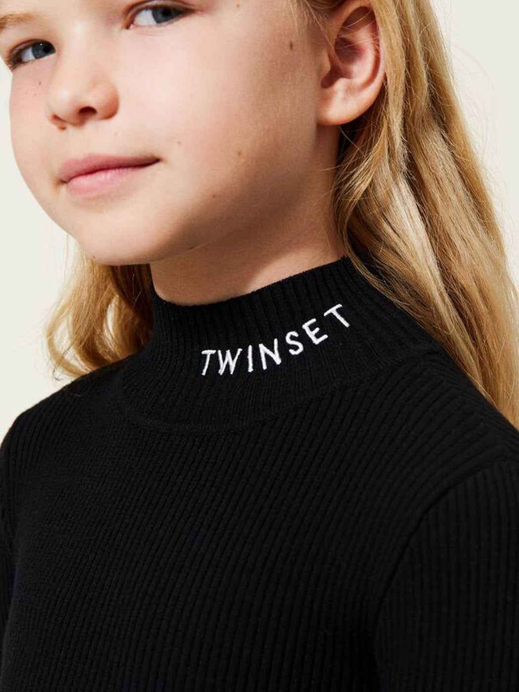 TWINSET Girl's Black Turtleneck jumper-222GJ3093