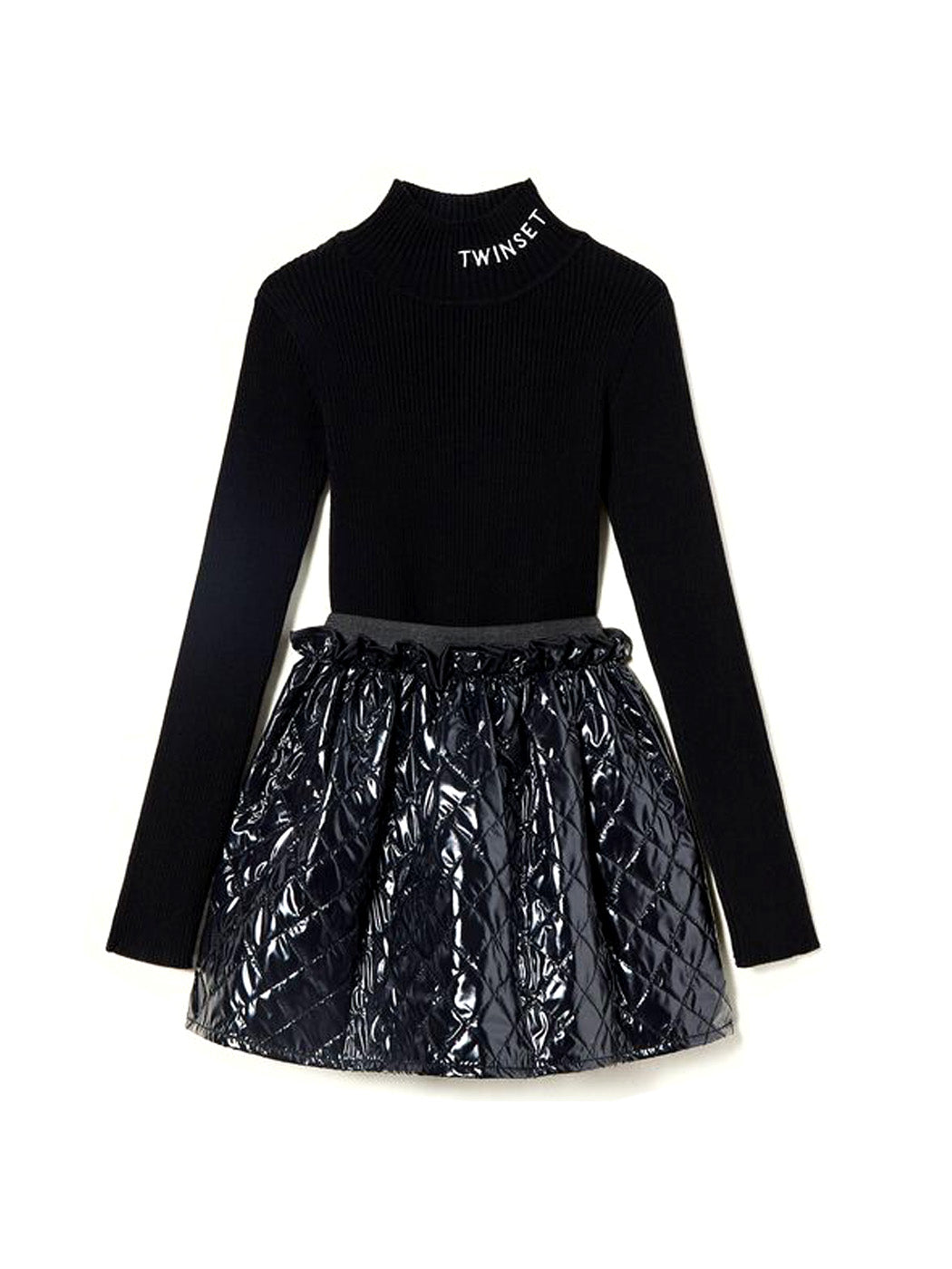 TWINSET Girl's Set turtleneck & diamond skirt- 222GJ3092 black