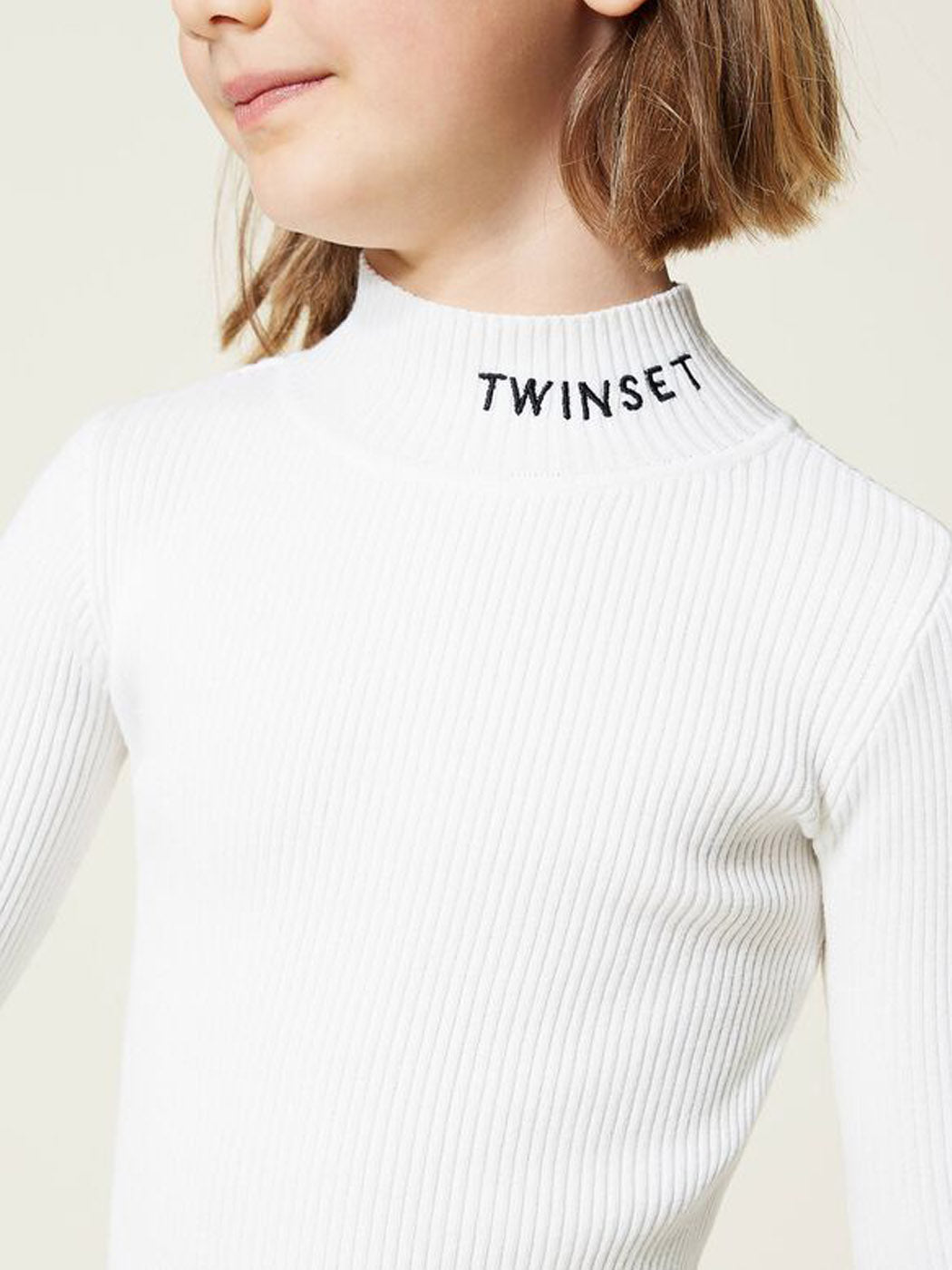 TWINSET Girl's Turtleneck jumper with embroidered logo-222GJ3093