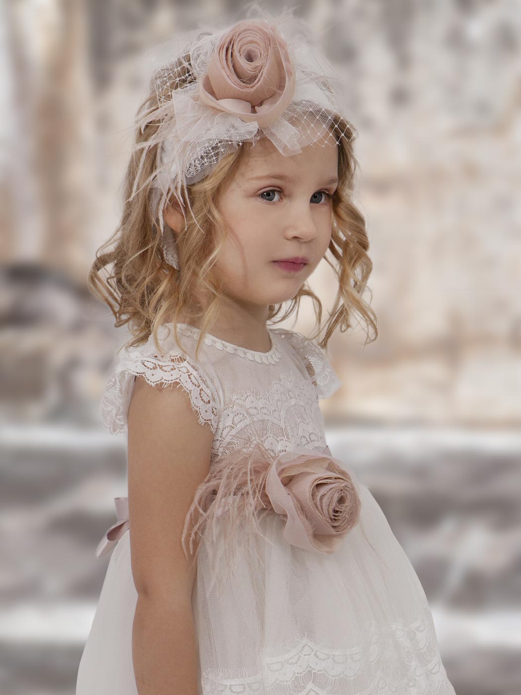Baptism Asymmetric Dress with lace - IOKASTE Ivory