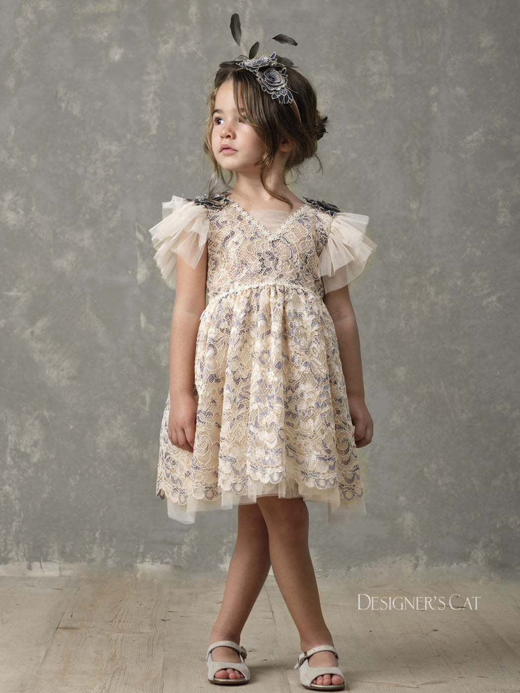 Baptism dress with Lace - KARIN Beige