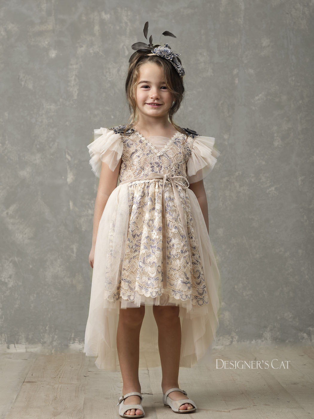 Baptism dress with Lace - KARIN Beige