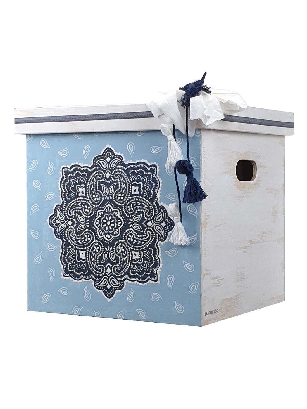 Baptism birch wood box for boy blue - Des. ZEN