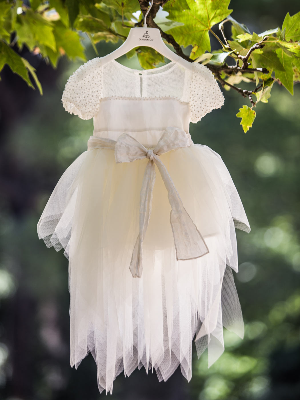 Girl's silk dress with pearls -LA PERLA
