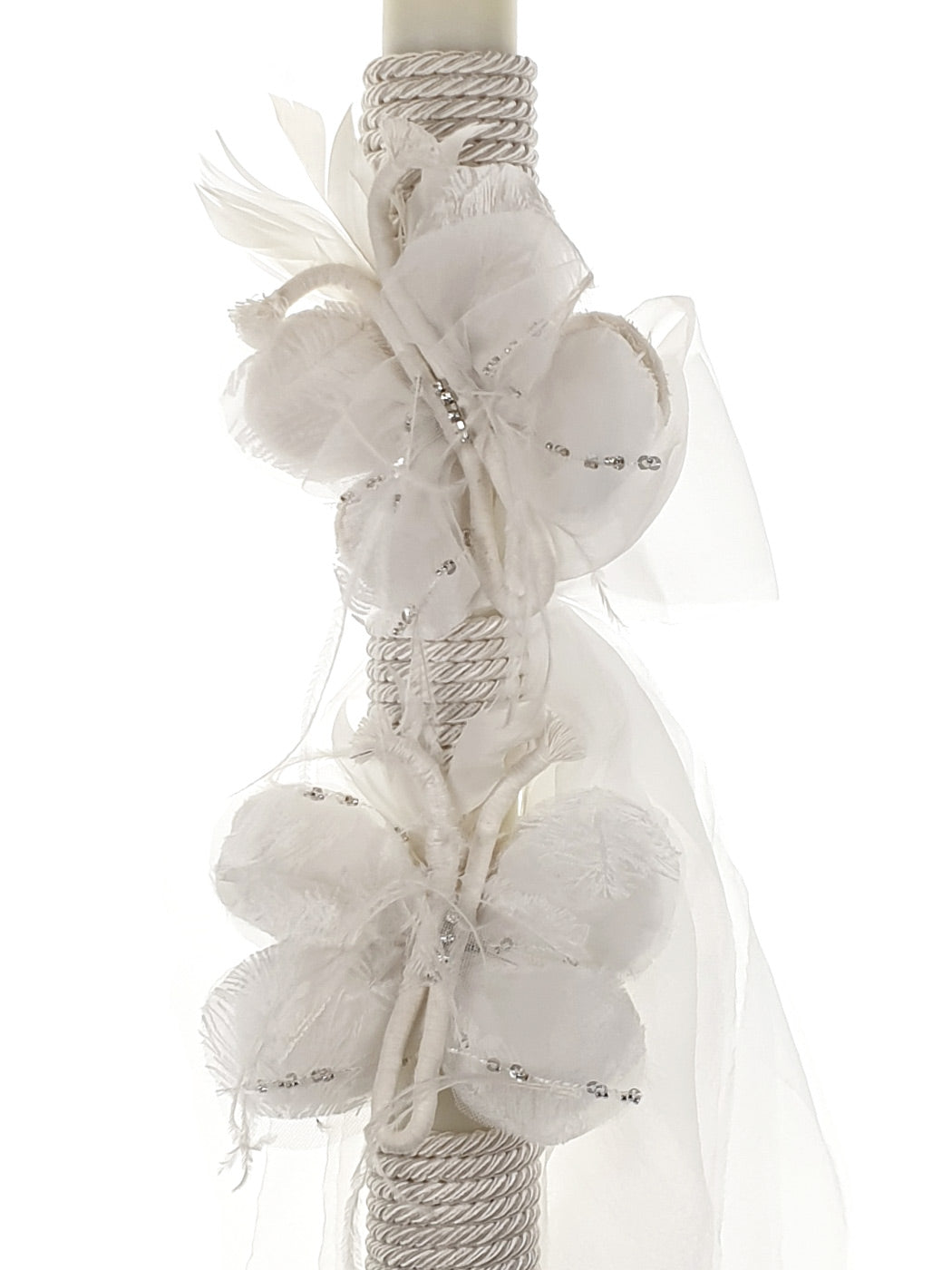 Baptism candle with fabric butterfly - XENIA
