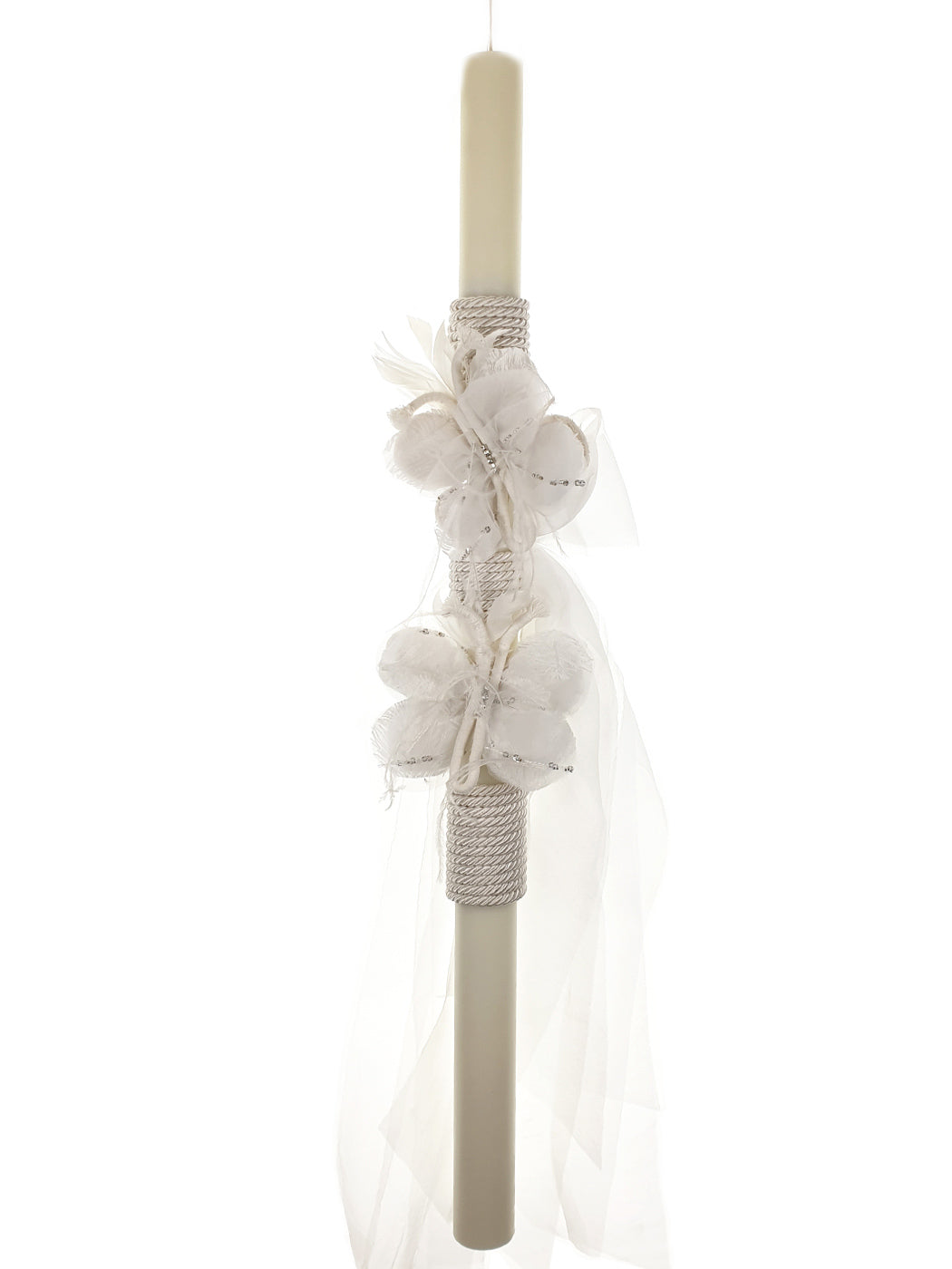 Baptism candle with fabric butterfly - XENIA