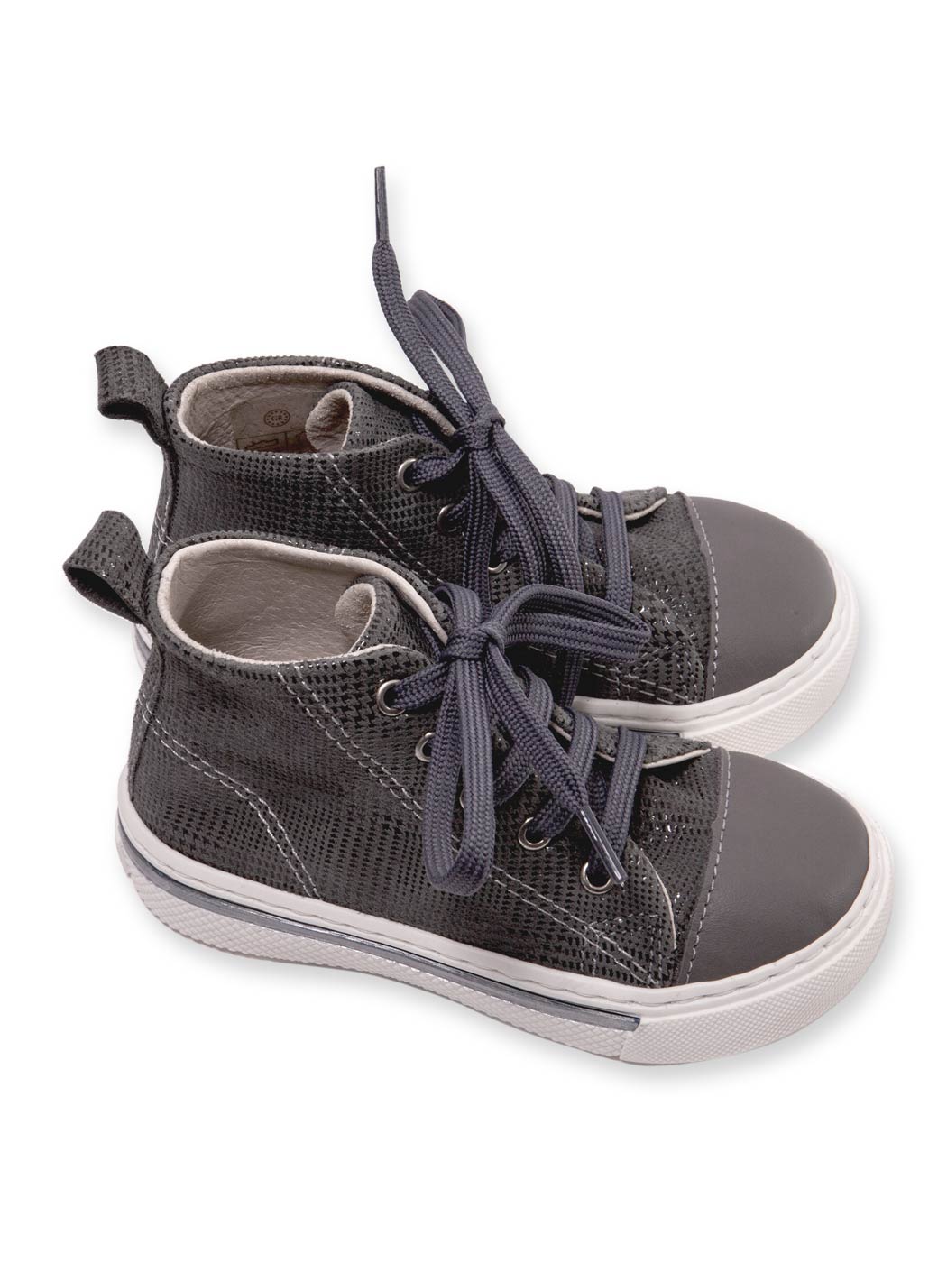 Baby Leather bootie shoe for boy-LOUKAS Grey