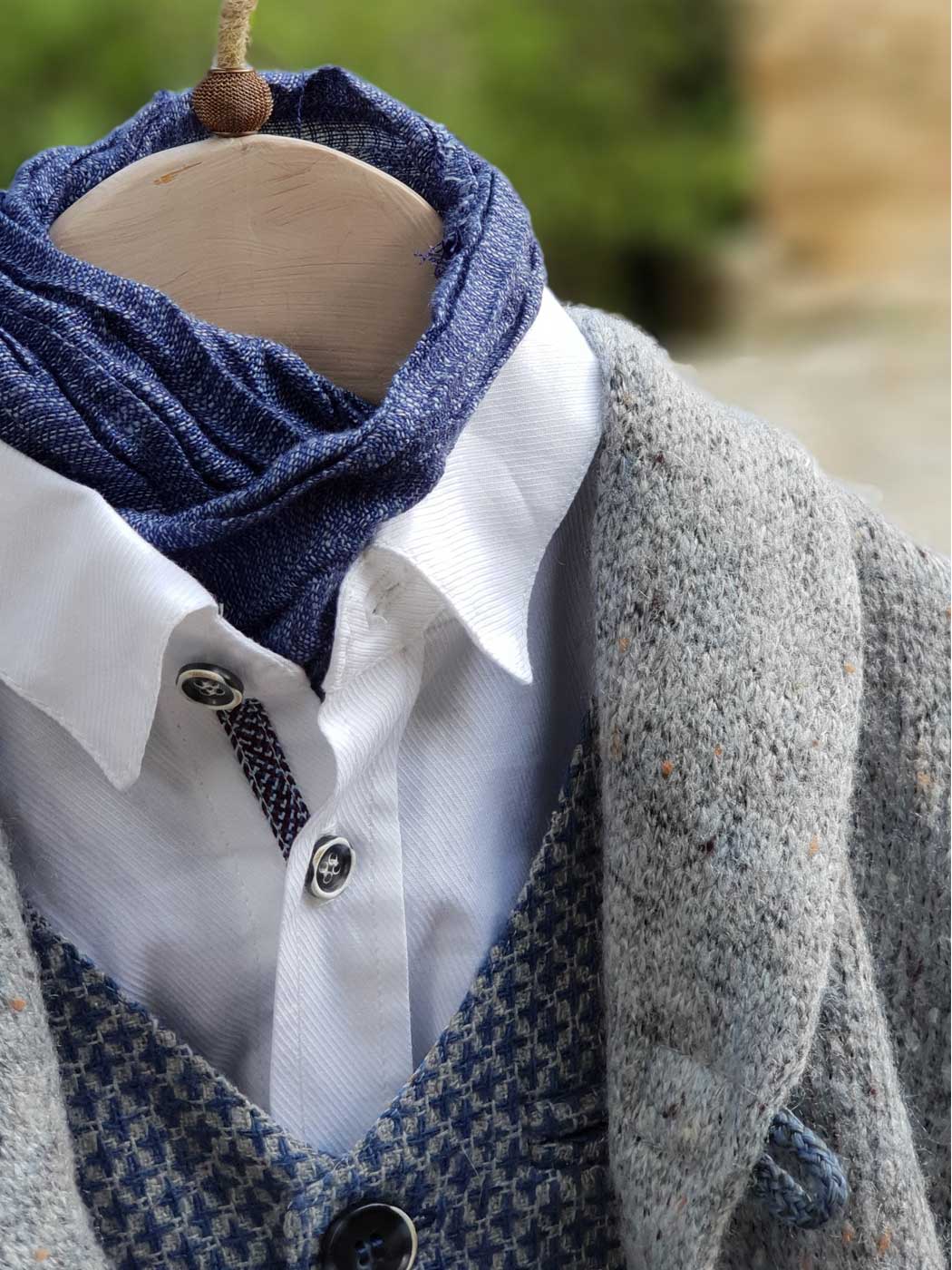 Boy's knitted wool jacket-cardigan - MATHIEU Grey